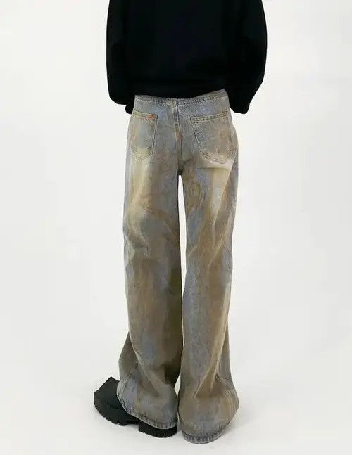 Japanese Brand × Jean Retro distressed loose fitting straight leg hand drawn jeans Size US 30 / EU 46 - 2 Thumbnail