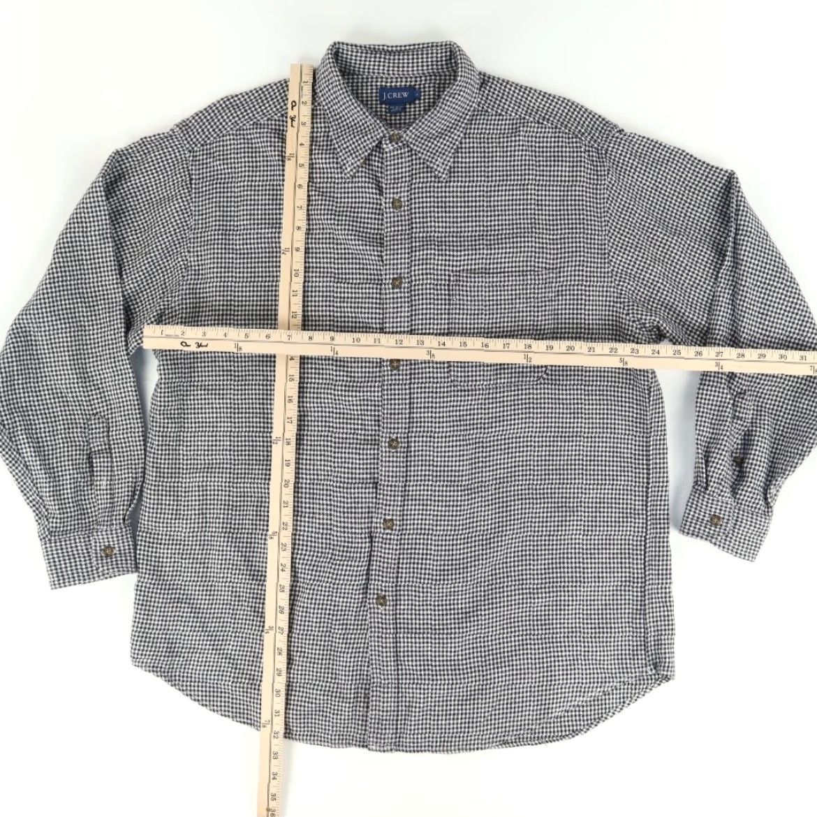 Vintage J Crew Shirt Gray Mens L Flannel Pocket Houndstooth Cotton Solid Size US L / EU 52-54 / 3 - 3 Thumbnail