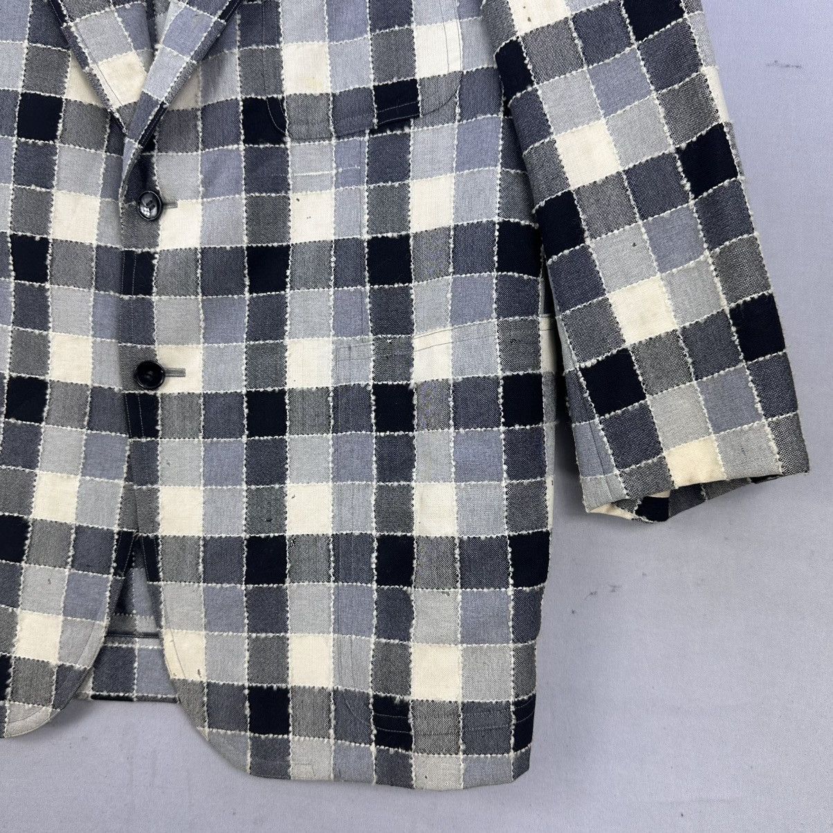 Japanese Brand Vintage 50's Patchwork Checkerboard Blazer MADE IN ENGLAND Size US L / EU 52-54 / 3 - 3 Thumbnail