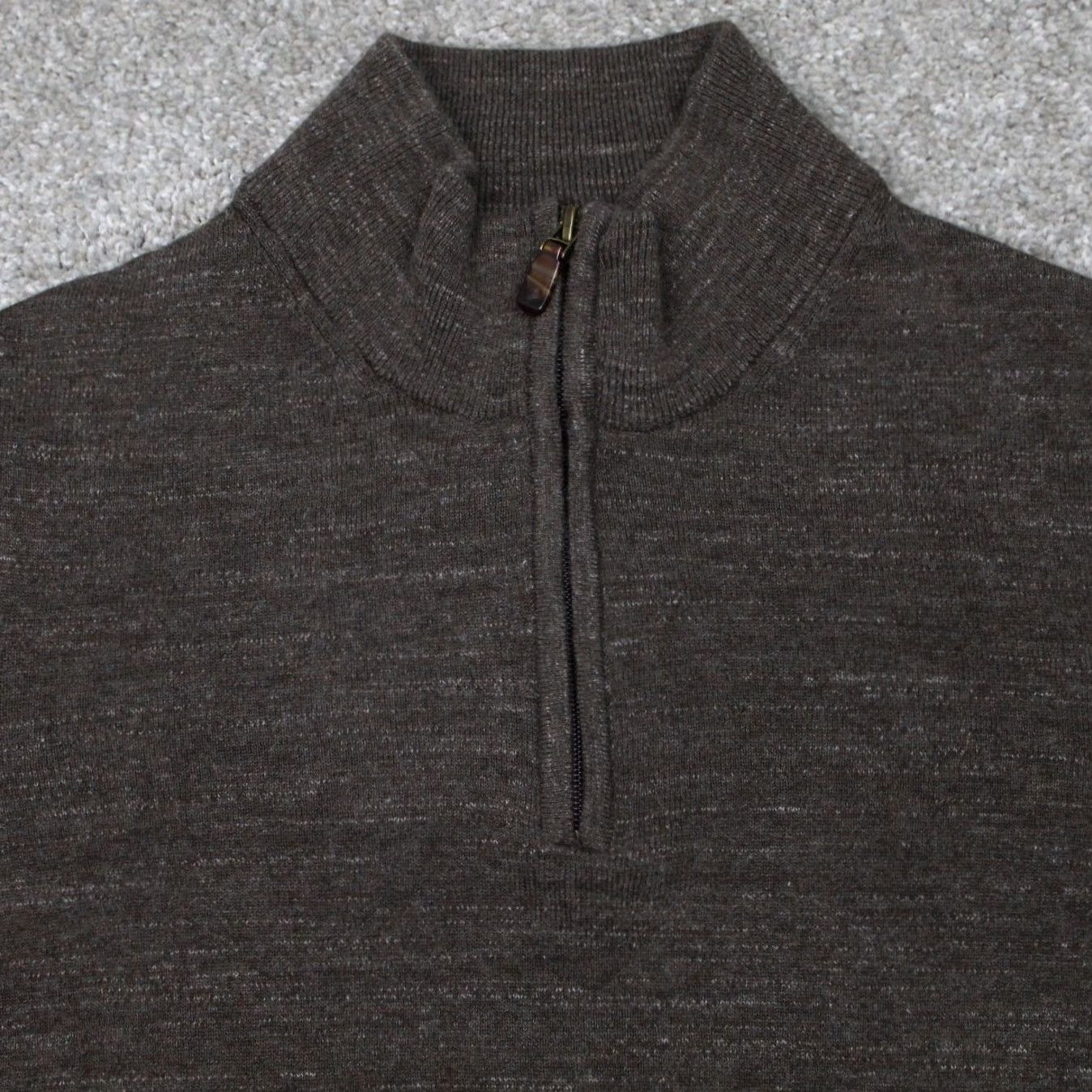 Jos. A. Bank Jos A. Bank Sweatshirt Mens Large Brown 1/4 Zip Cotton L/S Pullover Sweater Size US L / EU 52-54 / 3 - 6 Thumbnail