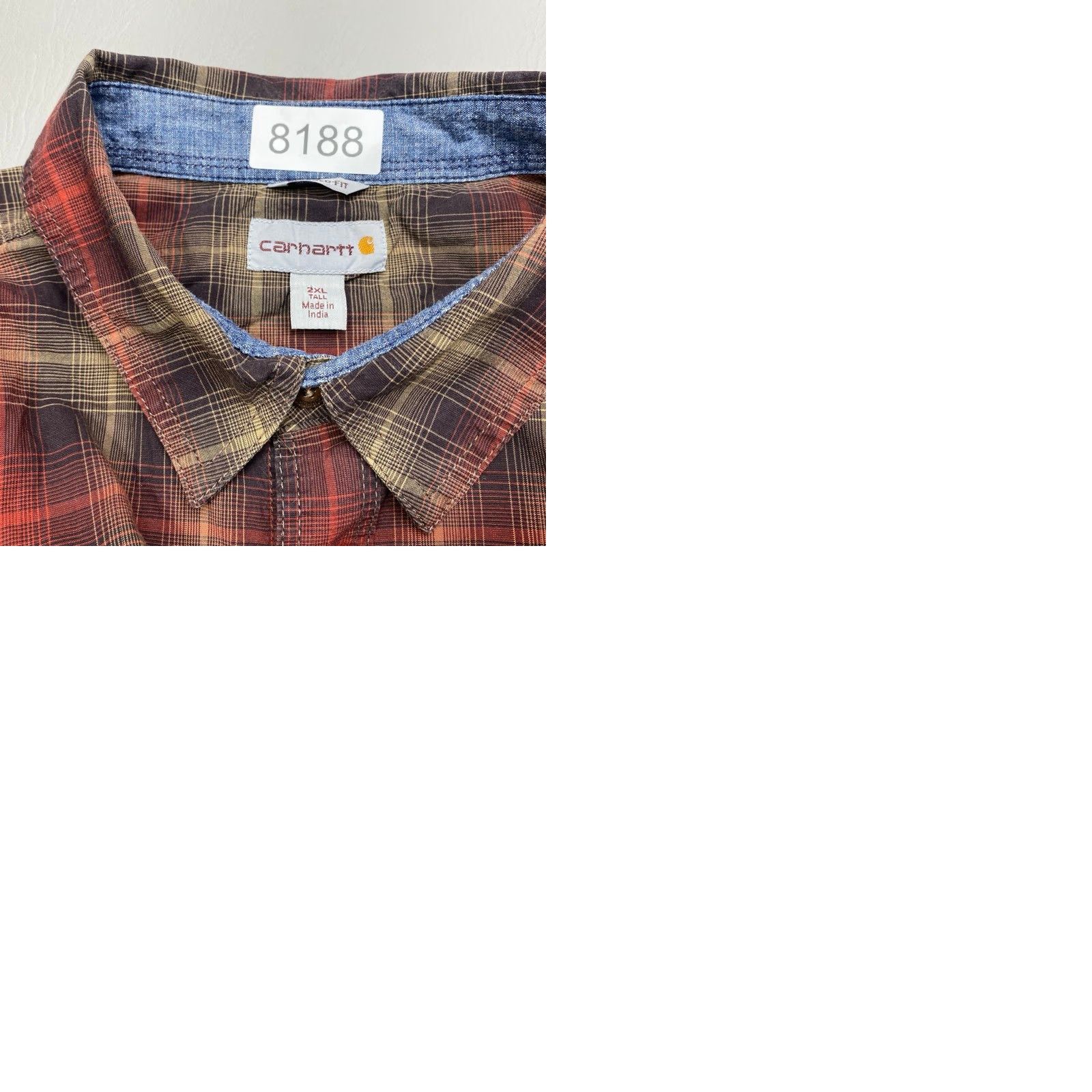 Carhartt Carhartt Rugged Flex Mens 2XL Regular Fit Shirt Brown Plaid Pearl Snap Pockets Size US XXL / EU 58 / 5 - 9 Thumbnail