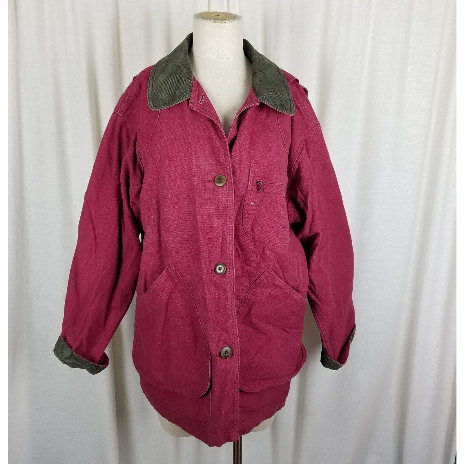 L.L. Bean LLBean Plaid Lined Red Sunwashed Canvas Barn Jacket Coat M Size M / US 6-8 / IT 42-44 - 1 Thumbnail