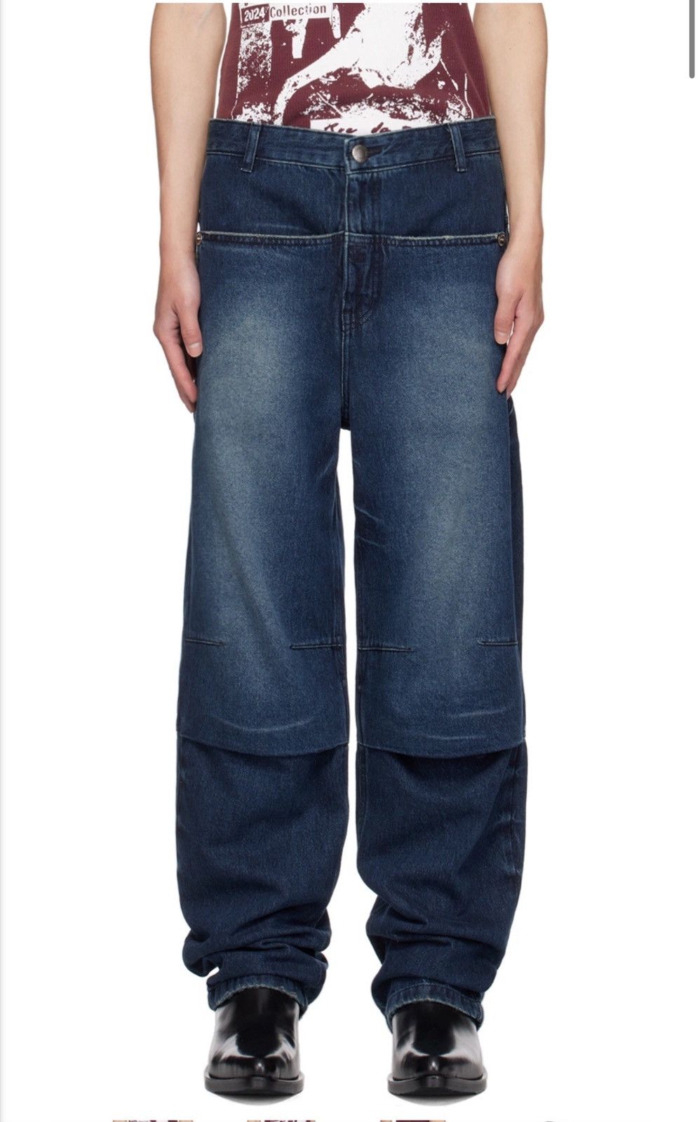 Other LESUGIATELIER Navy Knee Tuck Jeans Size US 34 / EU 50 - 1 Thumbnail
