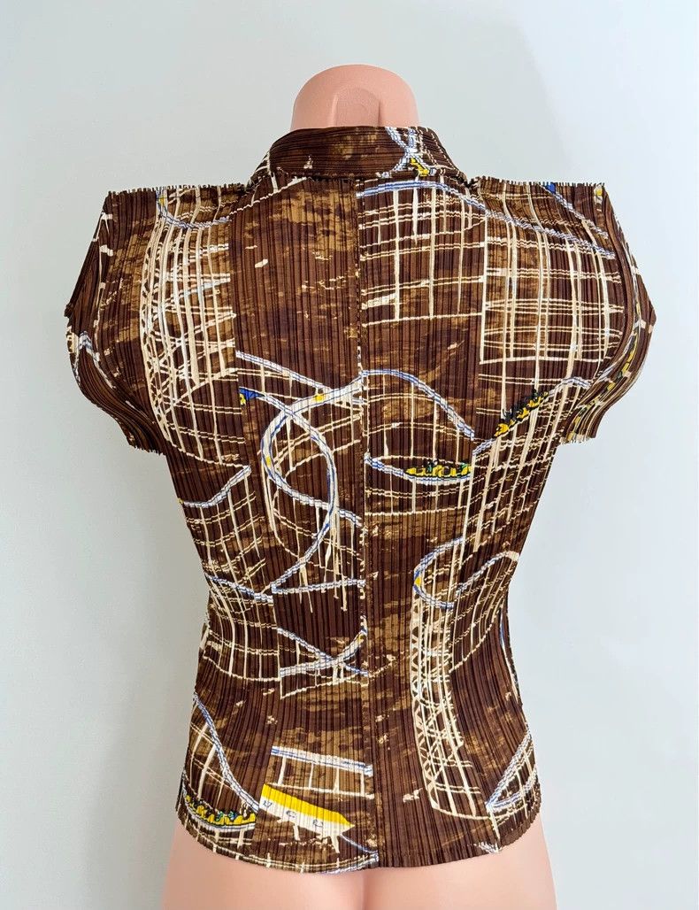Issey Miyake Issey Miyake size:3 Brown roller coaster short-sleeved shi Size M / US 6-8 / IT 42-44 - 4 Thumbnail