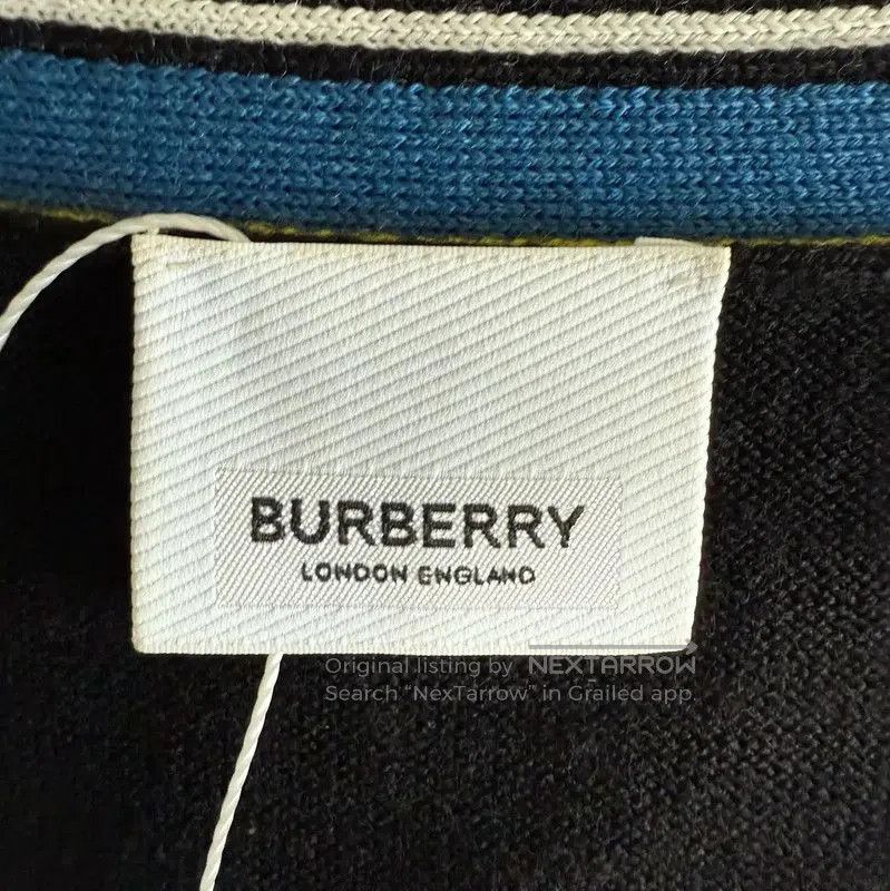 Burberry Burberry Black Wool Cardigan with Striped Trim. Size M / US 6-8 / IT 42-44 - 5 Thumbnail
