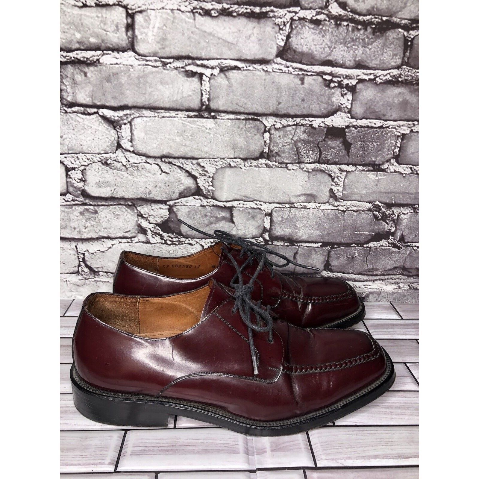 Cole Haan Cole Haan Burgundy Leather Square Toe Oxfords Dress Shoes Me Size US 11 / EU 44 - 18 Thumbnail