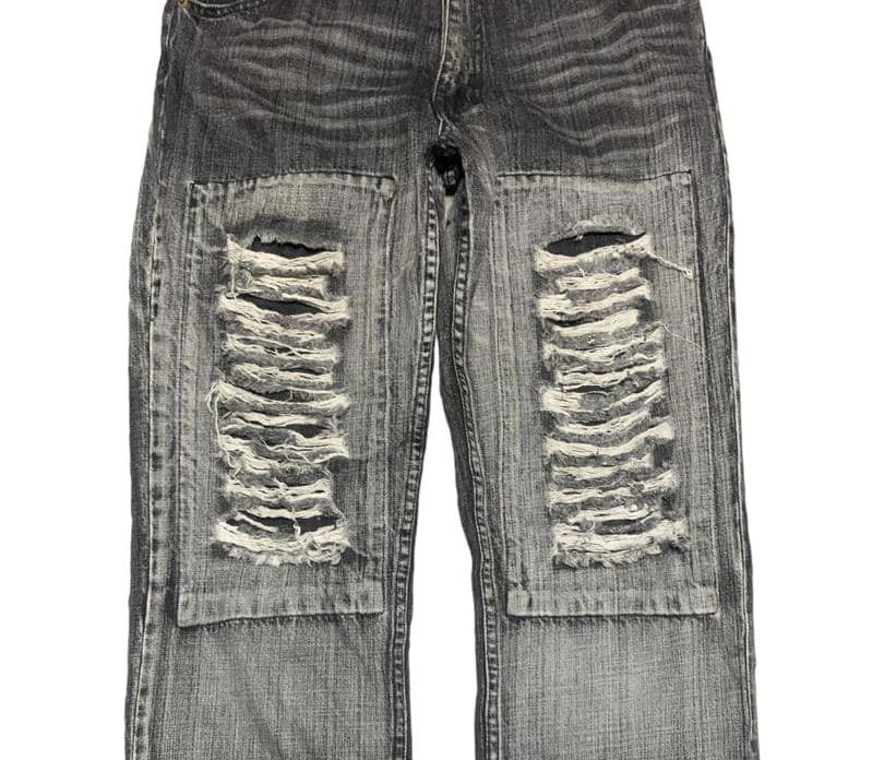 If Six Was Nine Vintage Semantic Design Faded Black Jeans Distressed Style Size US 32 / EU 48 - 2 Thumbnail