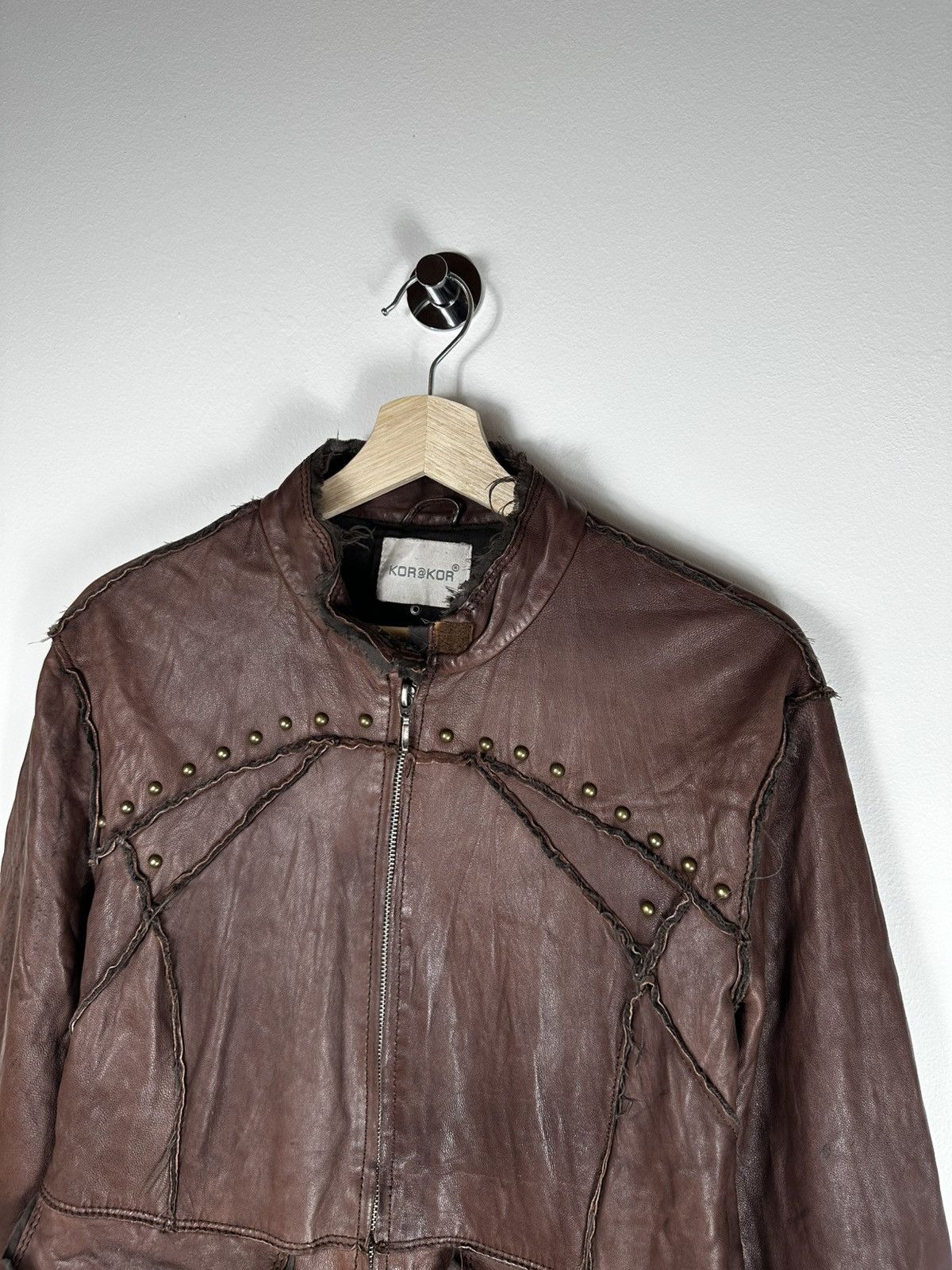 Leather Vintage Lederjacke Braun – Italian Real Leather Kor@kor Size S / US 4 / IT 40 - 3 Thumbnail