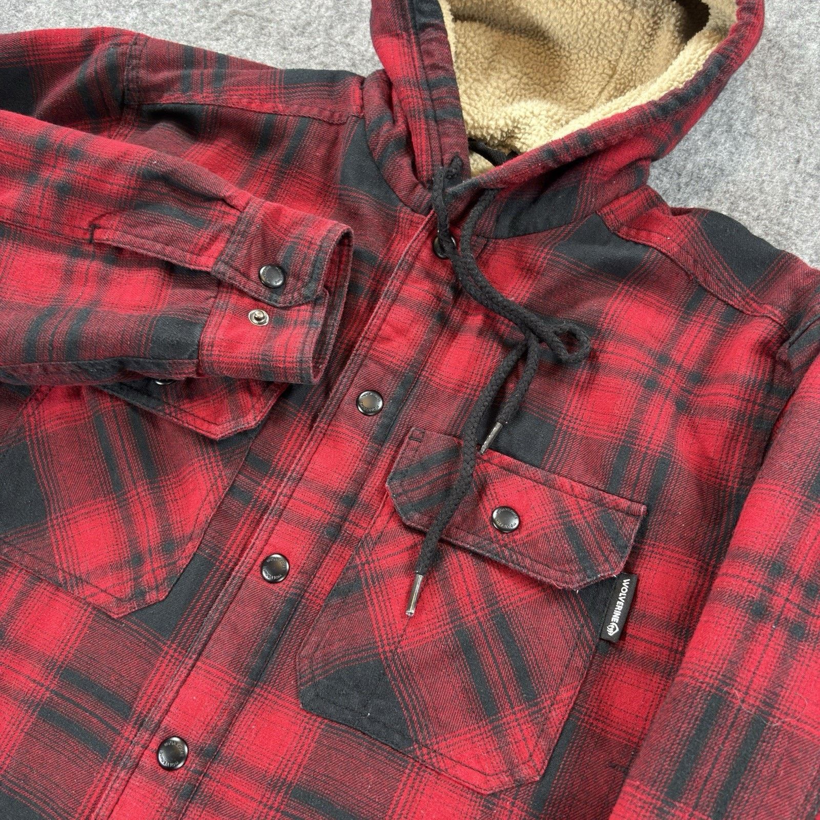 Wolverine Wolverine Sherpa Lined Hooded Flannel Jacket Red Plaid Sz. M Size US M / EU 48-50 / 2 - 1 Thumbnail