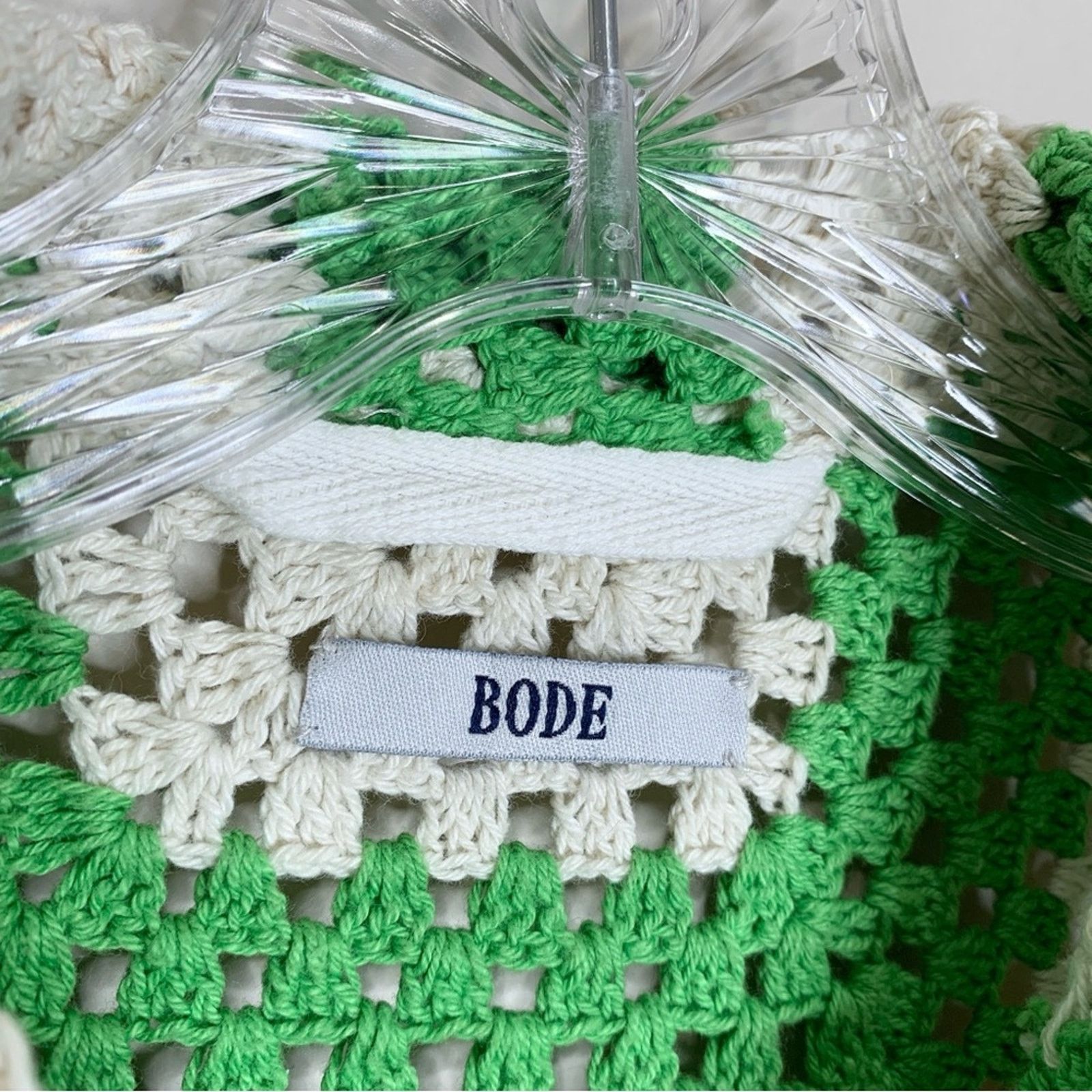 Bode Bode Crochet Shirt (Sz S/M) Flagship Striped Green Cream Size US M / EU 48-50 / 2 - 14 Thumbnail