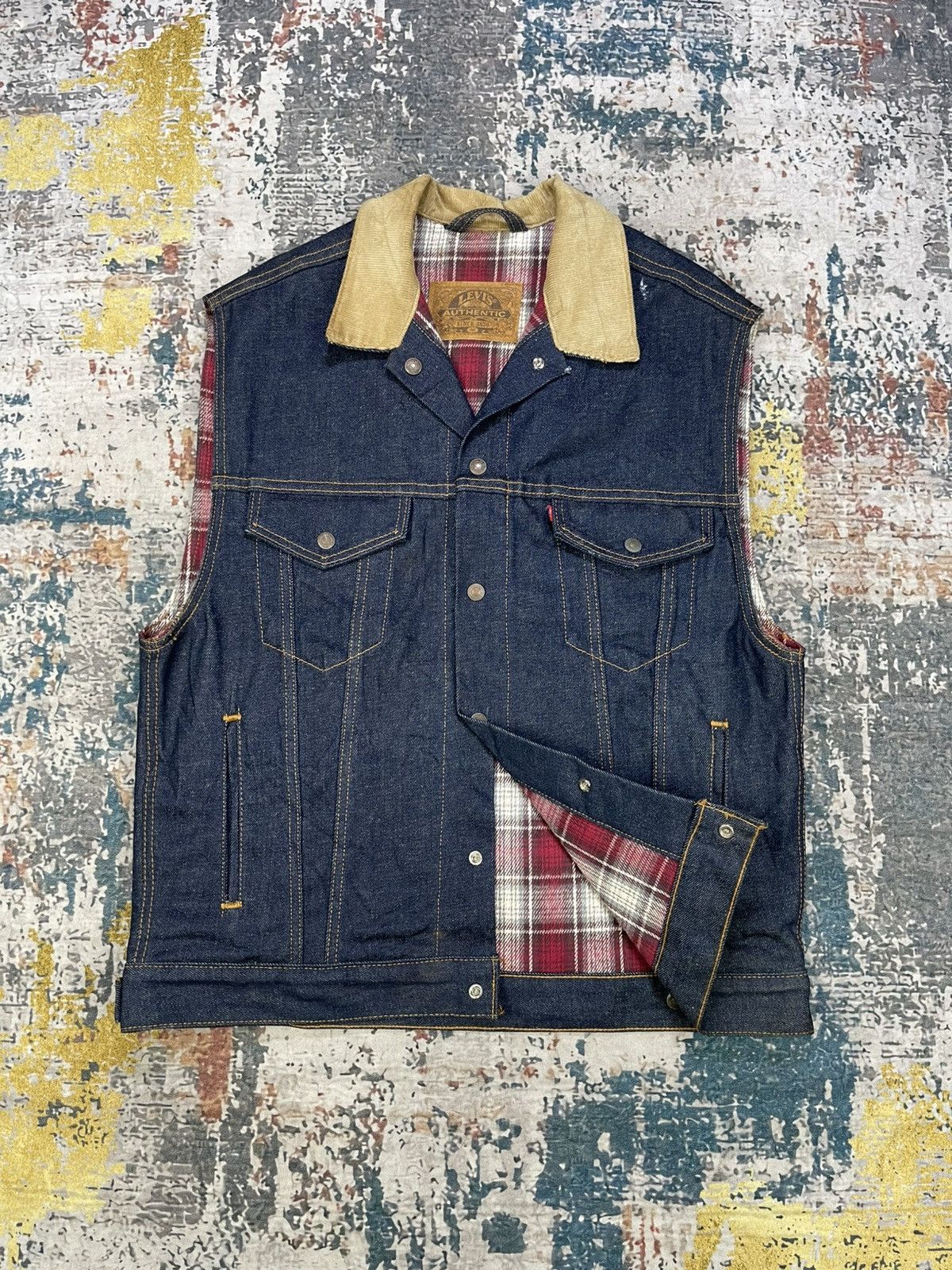 Levi's Vintage Clothing RARE🔥Vtg Levis Sample 1990 Reversible Denim Vest Jacket Size US M / EU 48-50 / 2 - 5 Thumbnail