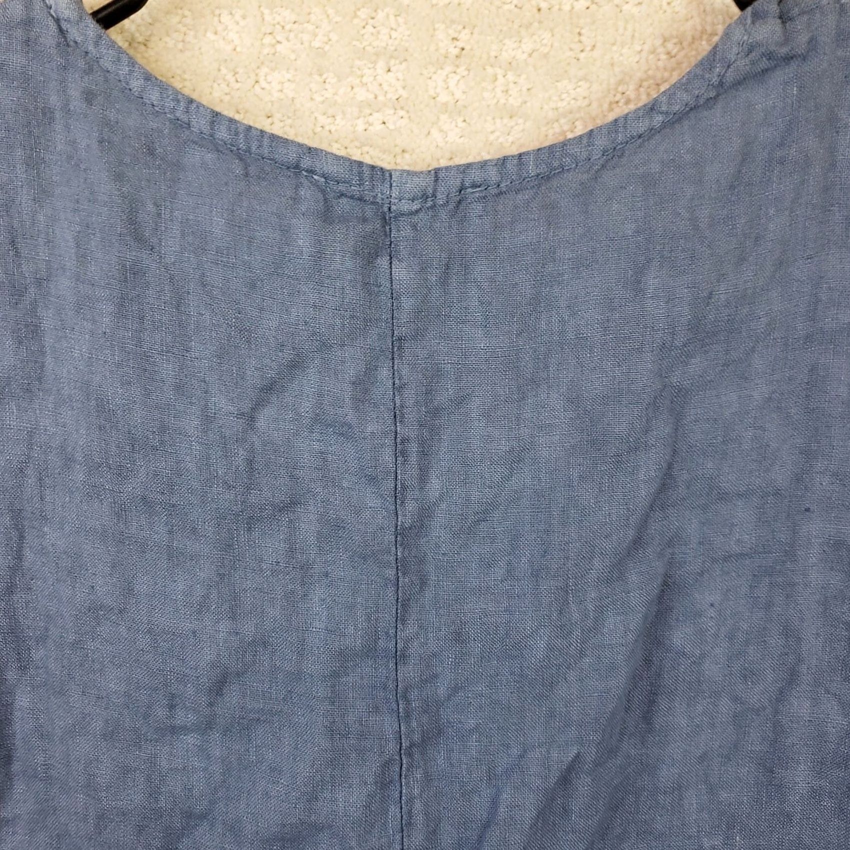 Vintage Cobblestone Living Top Womens XL Blue 100% Linen Italy Boat Neck Sleeveless Tunic Boho Beach Linen Blouse Vintage? No Size XL / US 12-14 / IT 48-50 - 7 Thumbnail