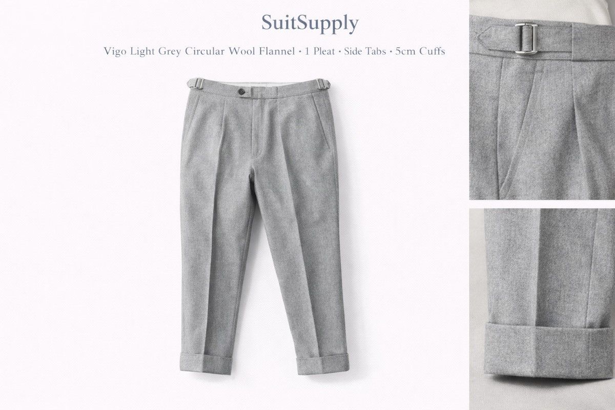 Suitsupply SuitSupply Vigo Light Grey Circular Wool Flannel - 32 Size 34R - 1 Preview