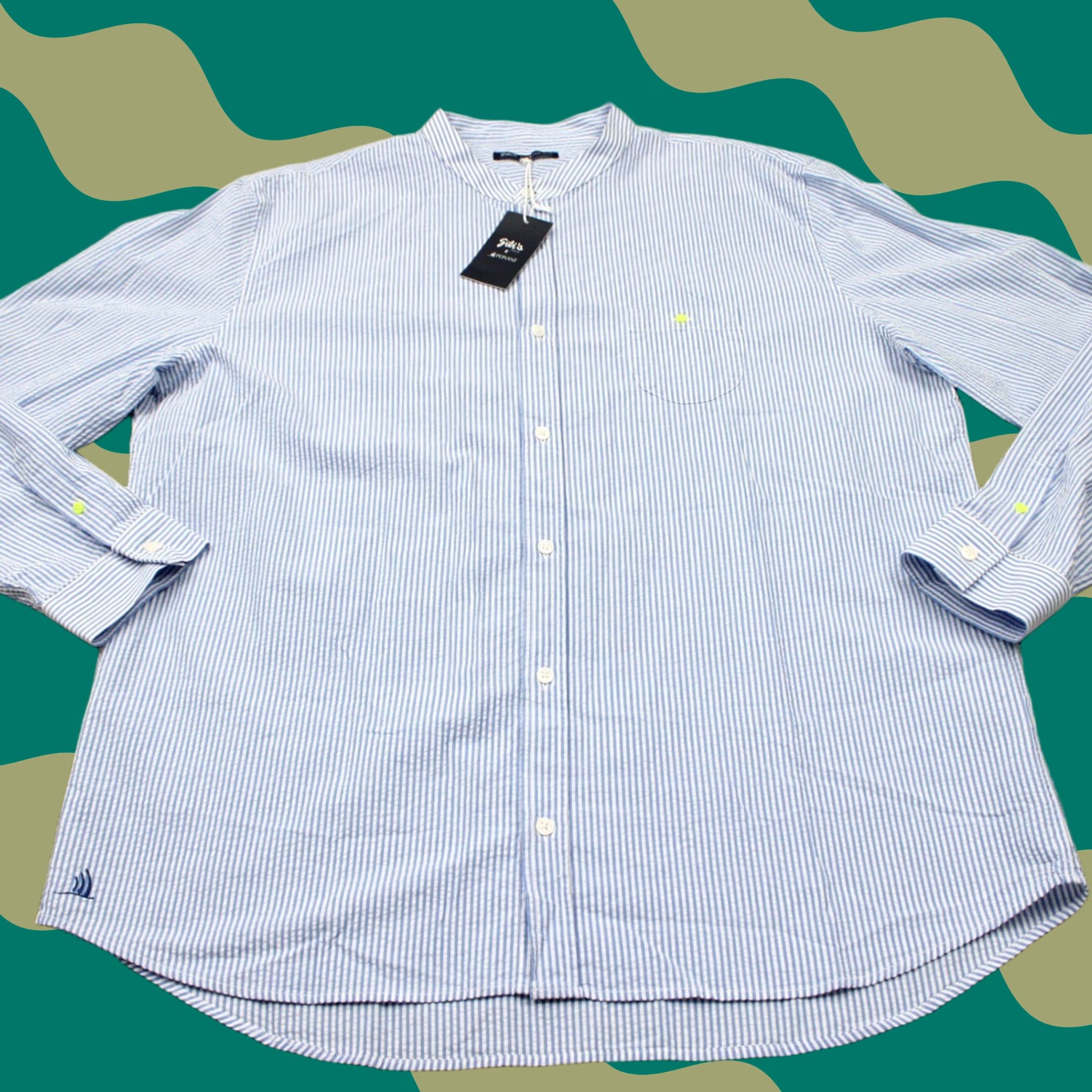 Vintage Gili's Paris Shirt Men 3XL Blue/White Seersucker Button-Up L/S Cotton NWT Vintage No N/A Size US XXL / EU 58 / 5 - 1 Thumbnail