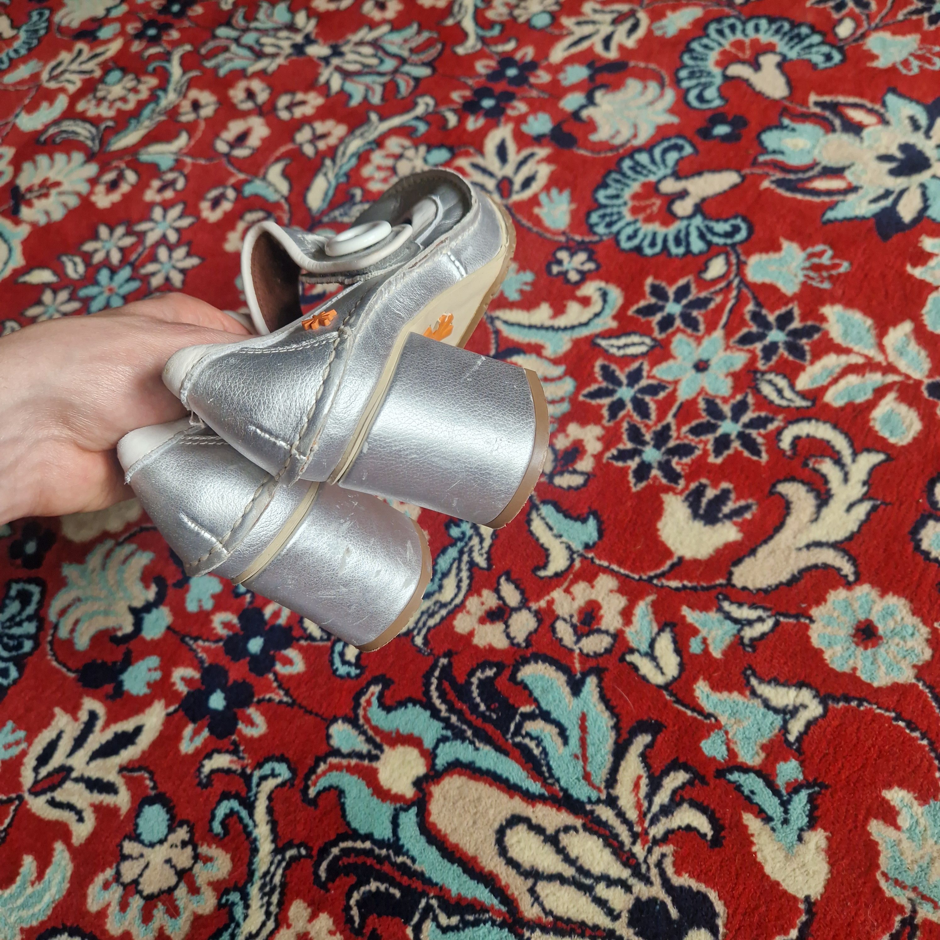 Other The Art Company Platform Heels - Silver with White Accents Size US 6 / IT 36 - 4 Thumbnail