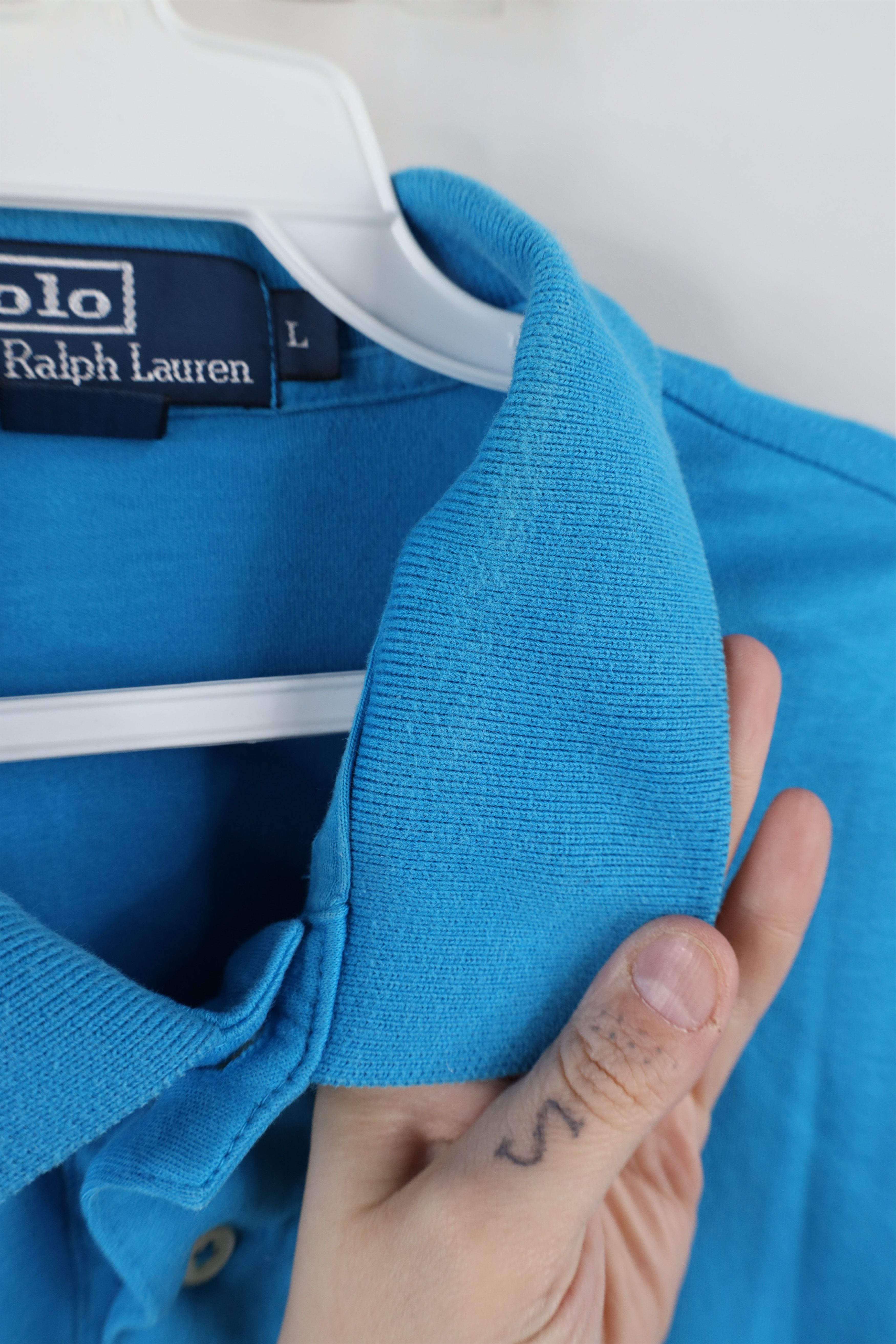Ralph Lauren × Vintage Vintage 90s Ralph Lauren Cotton Knit Golf Polo Shirt Blue Size US L / EU 52-54 / 3 - 11 Thumbnail
