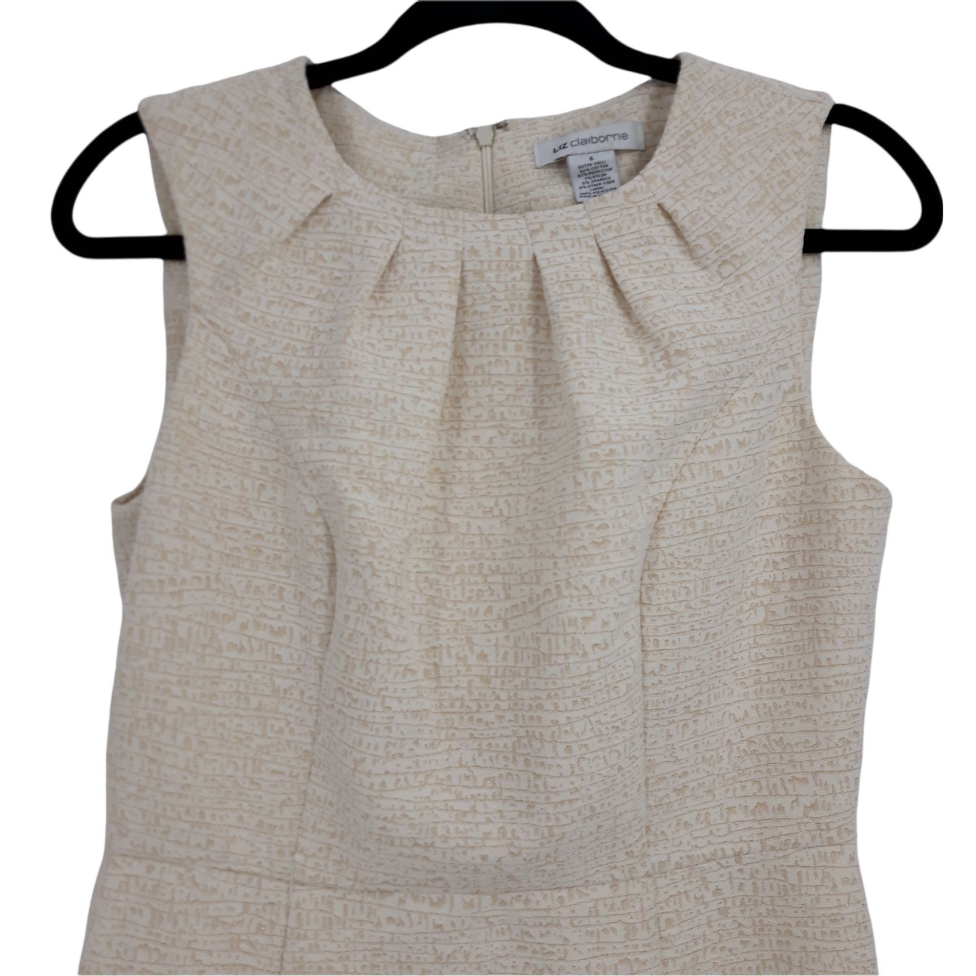 Vintage Vtg 80s Retro 60s Sheath Dress 6 Cream Brocade Jackie O Gold Size M / US 6-8 / IT 42-44 - 4 Thumbnail
