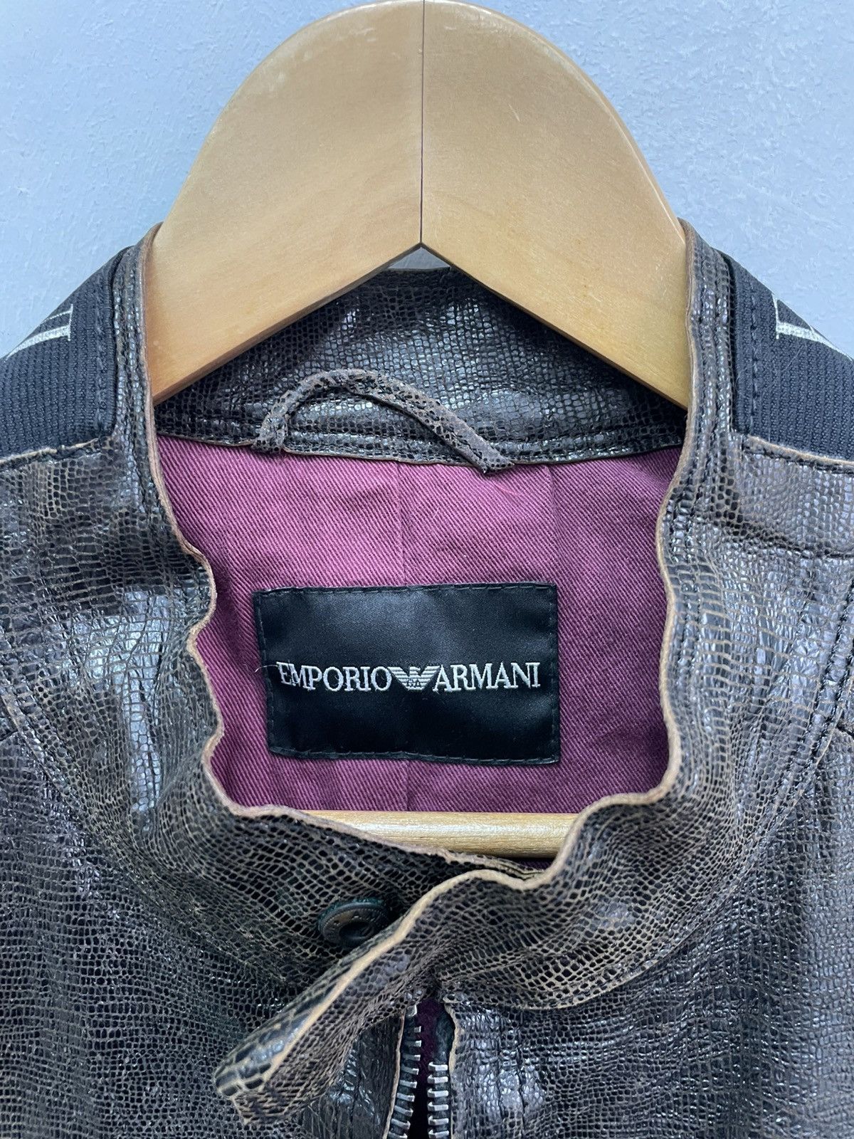 Emporio Armani VINTAGE iguana LEATHER EMPORIO armani AVANT GARDE JACKET 90s Size US L / EU 52-54 / 3 - 4 Thumbnail