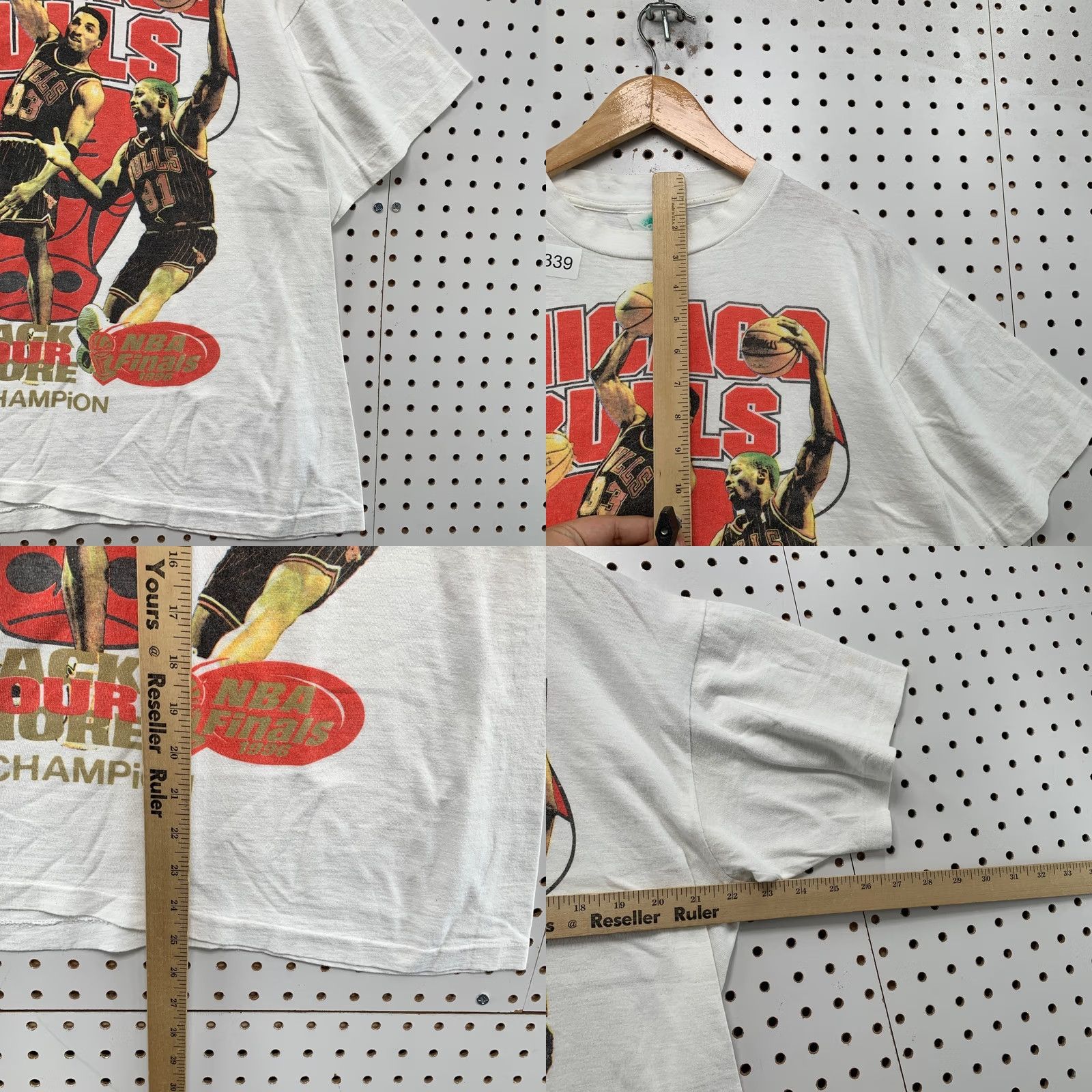 NBA VINTAGE Chicago Bulls T Shirt Mens XL White 1990s NBA Finals 72 Wins Jordan Rap Size US XL / EU 56 / 4 - 8 Thumbnail