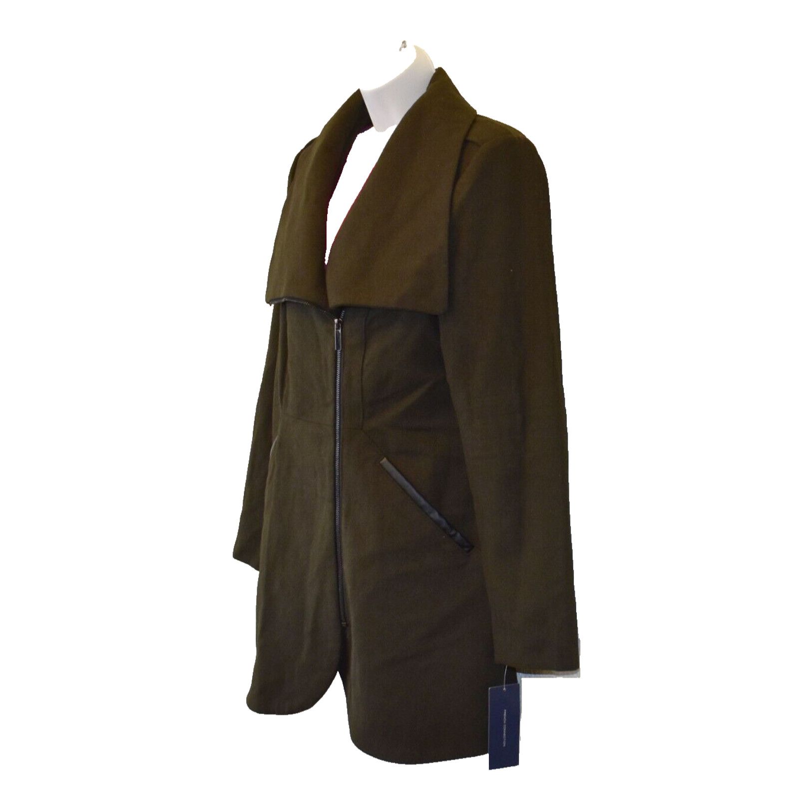 French Connection NWT FRENCH CONNECTION 0G4 Military Green Asym Wool Coat Sz M Size M / US 6-8 / IT 42-44 - 3 Thumbnail