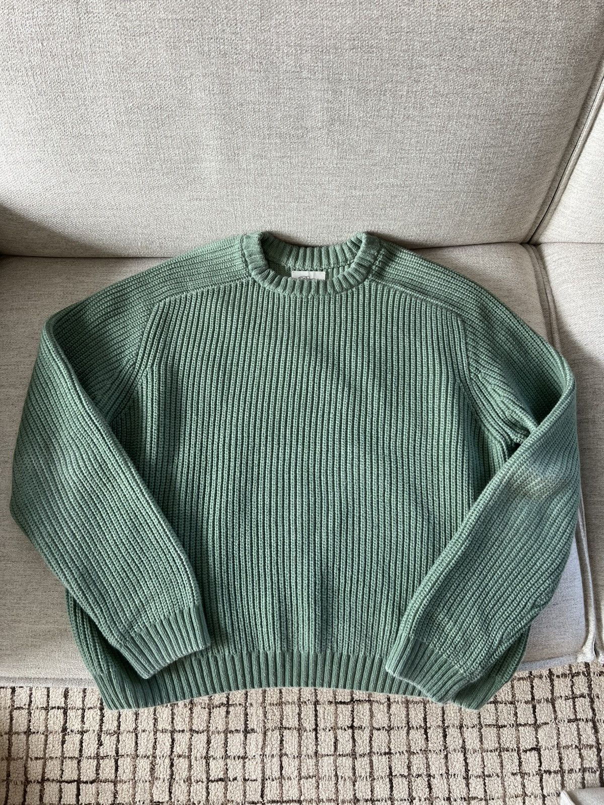 Ronning Washed Olive Green Fisherman Knit Sweater Size US L / EU 52-54 / 3 - 1 Thumbnail