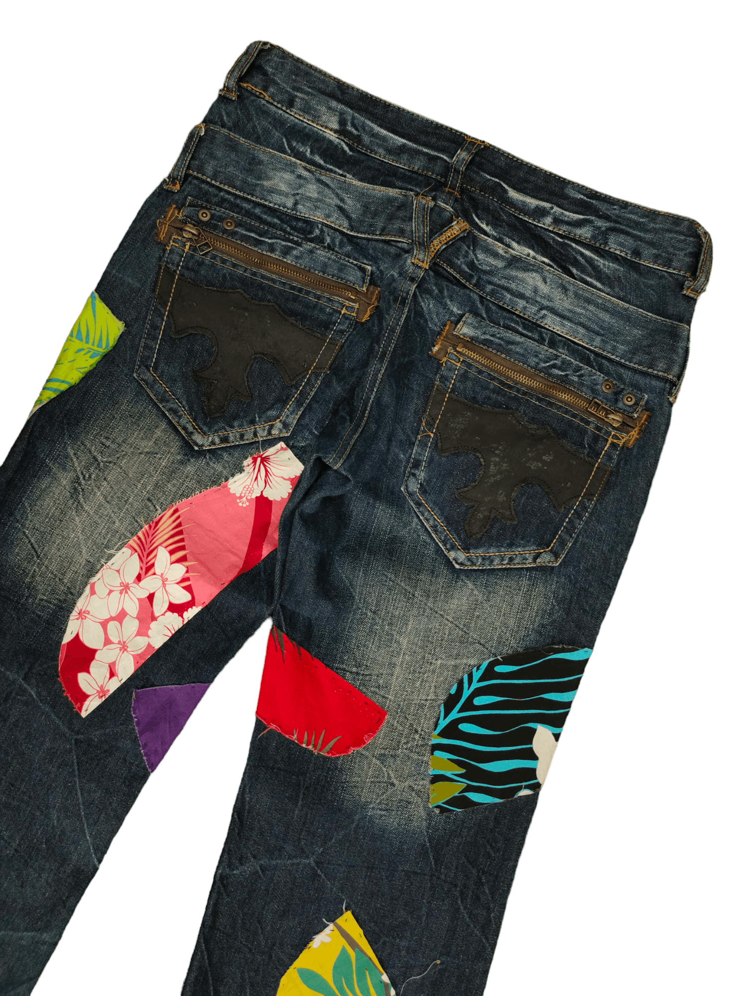 If Six Was Nine Flare Jeans Japan Patchwork Faded Boot Cut Y2k Lgb Size US 29 - 14 Thumbnail
