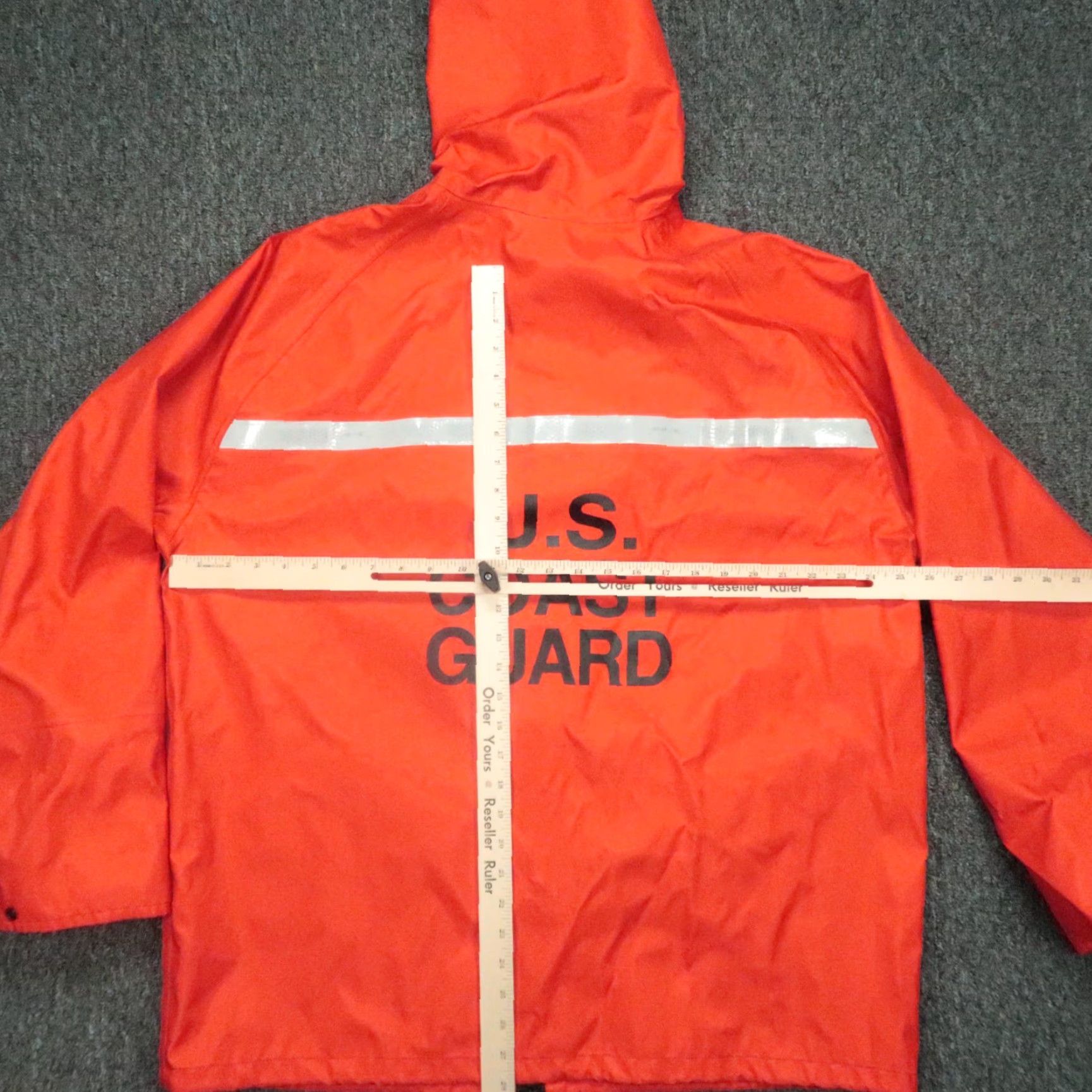 Rains Lifesaving Systems Corp Jacket Mens XL Orange Rain Coat Hooded Full Zip Pockets Waterproof Rain Tech Nylon Softshell Long Vest? Size US XL / EU 56 / 4 - 7 Thumbnail