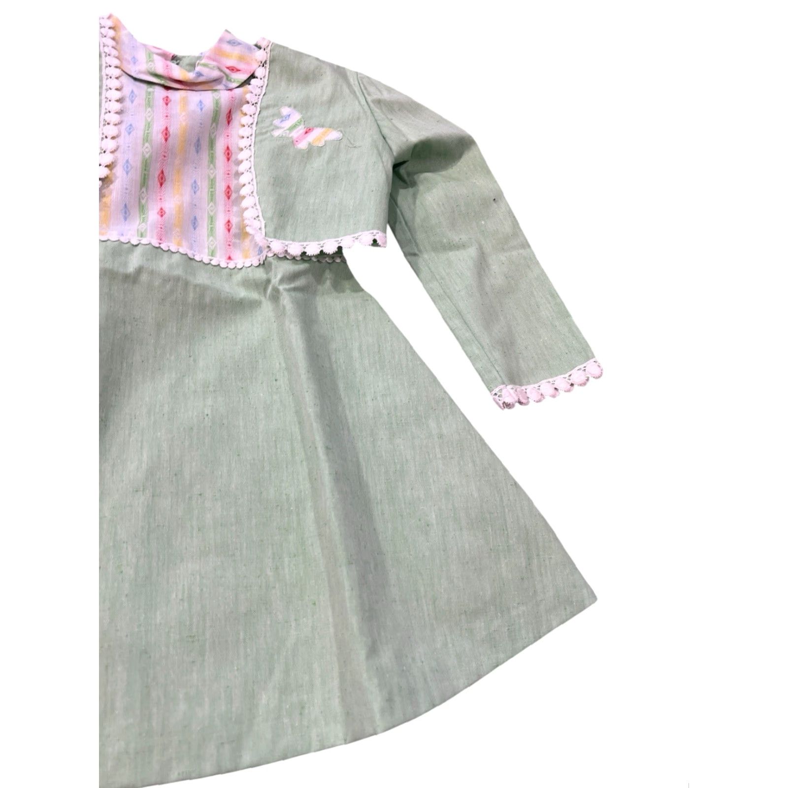 Vintage VINTAGE Ruth Of Carolina Party Dress Girls 5 With Jacket Mint Green W/ Butterfly Dress Jacket 1960s Cotton Blend Sleeveless Party Girls Size US S / EU 44-46 / 1 - 3 Thumbnail