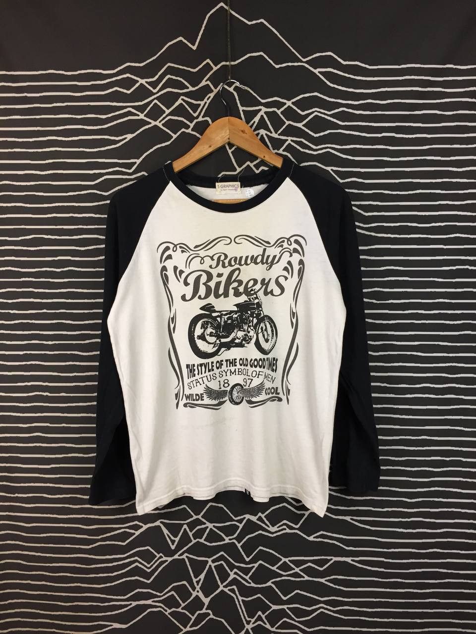 Vintage T-Graphics By Navy Produce Rowdy Bikers MC Raglan Tee Size US M / EU 48-50 / 2 - 2 Thumbnail