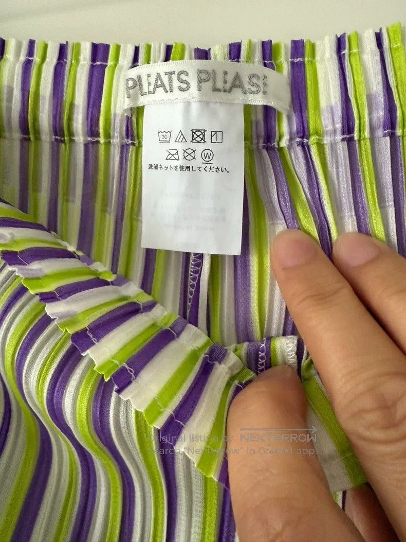 Issey Miyake Issey Miyake Light Green Striped Straight-leg Pants Size 26" / US 2 / IT 38 - 5 Thumbnail