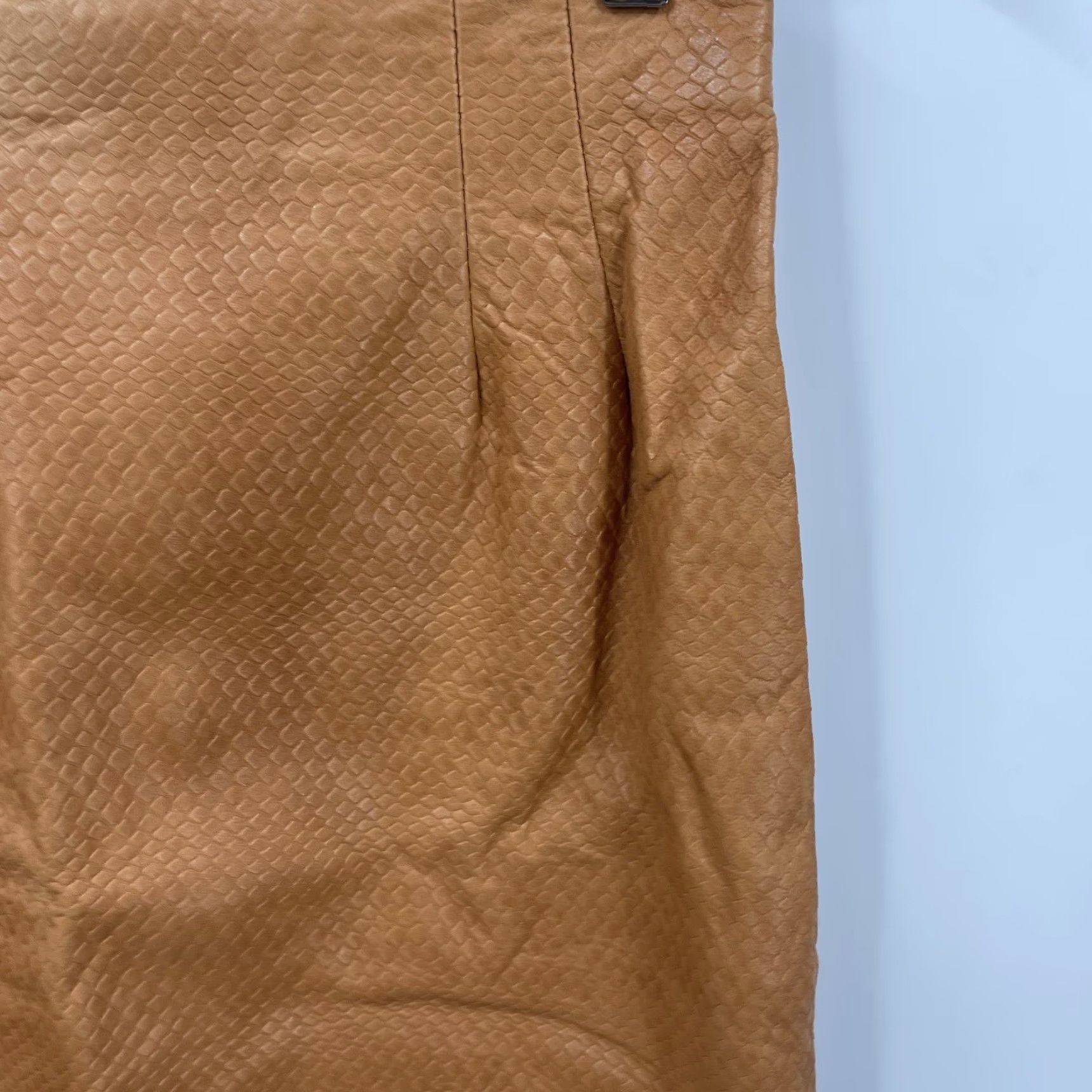 Vintage Vakko Skirt Womens 8 Brown Leather Mini Pencil Solid 90s Bohemian Size 30" / US 8 / IT 44 - 6 Thumbnail