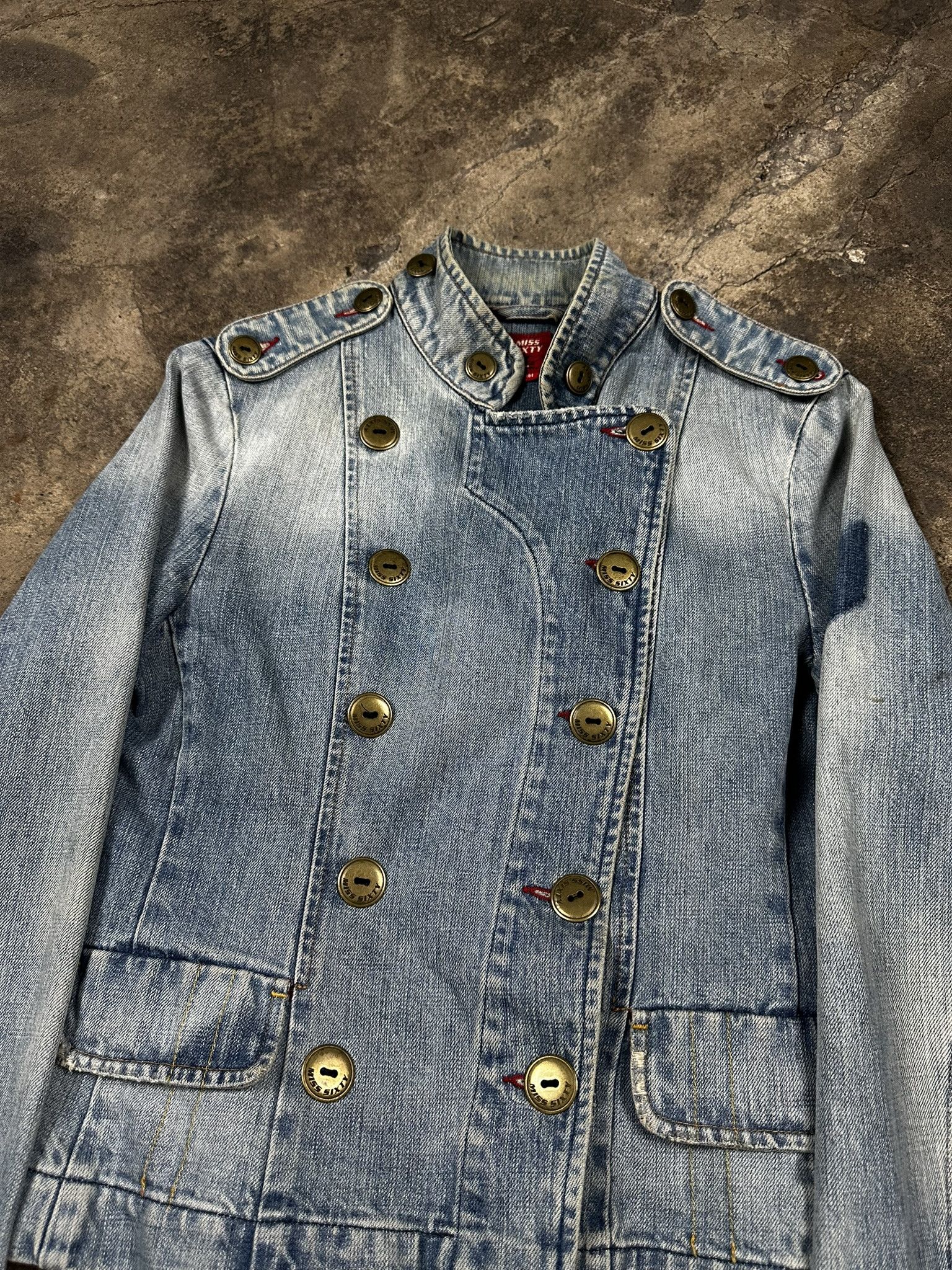 Miss Sixty 2000s Miss Sixty Avant Garde Faded Denim Boxy Y2k Jacket Size L / US 10 / IT 46 - 4 Thumbnail