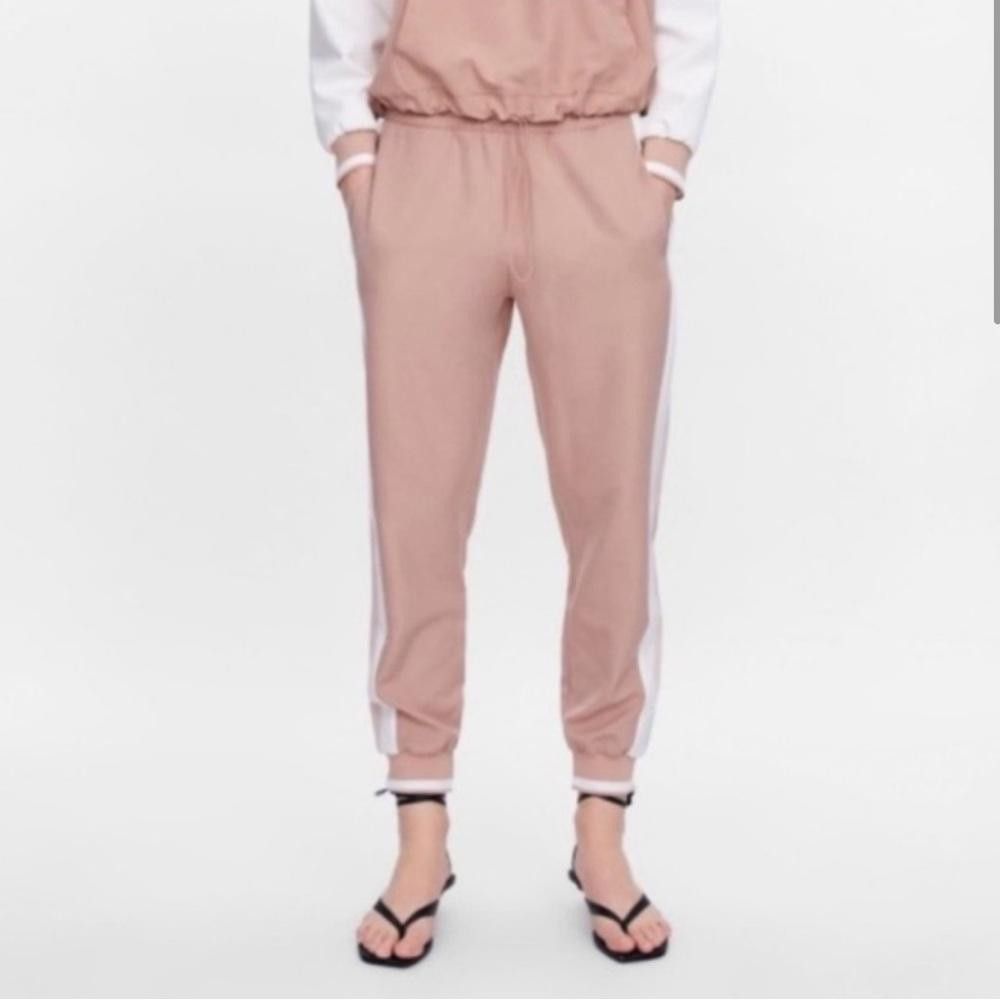 Zara ZARA Side Stripe Track Pant Jogger Millennial Pink White XS Size 26" / US 2 / IT 38 - 1 Thumbnail