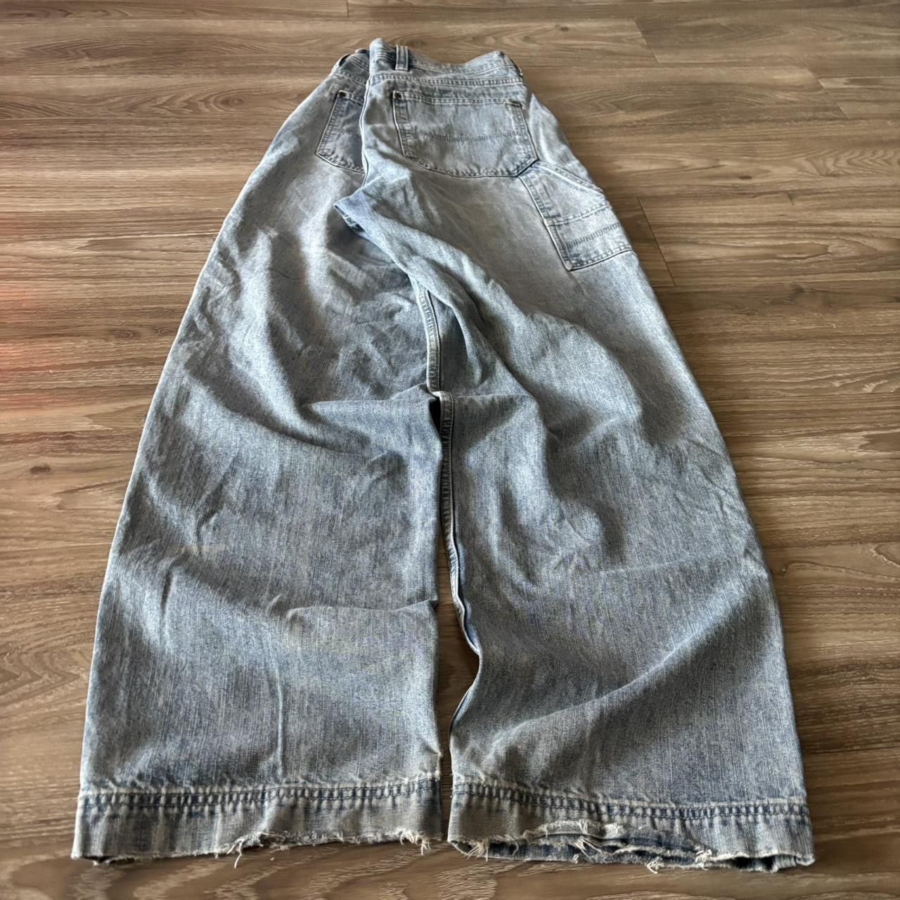 Japanese Brand Crazy Vintage Y2K/2000s Baggy Faded Wash Skater Style Carpenter Denim Jeans! 33x33 Size US 33 - 4 Thumbnail