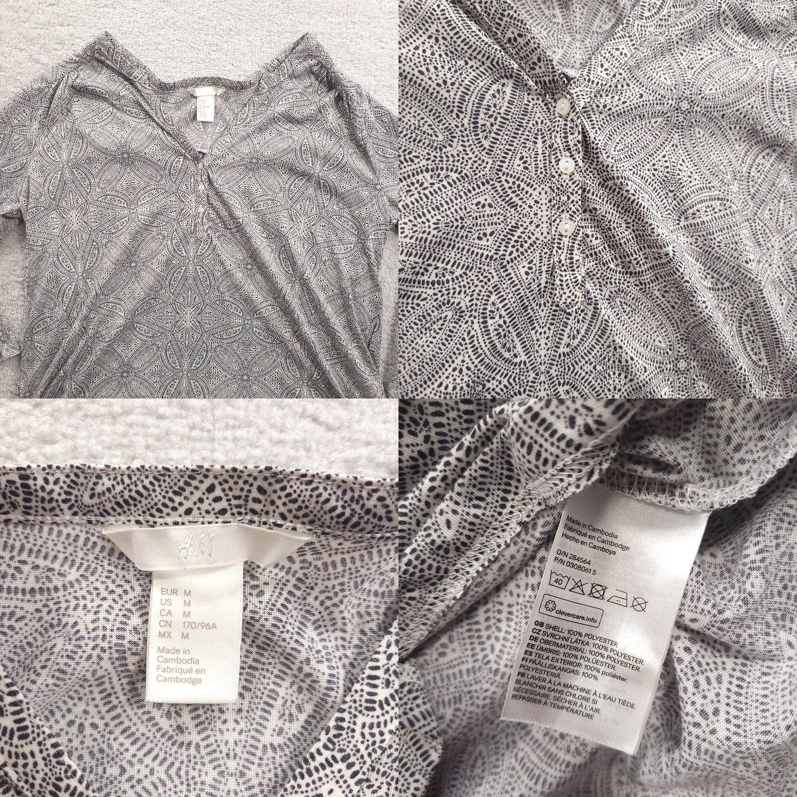H&M H&M Blouse Womens M Women Size Long Sleeve Lightweight Neck Casual Geometric Size M / US 6-8 / IT 42-44 - 8 Thumbnail
