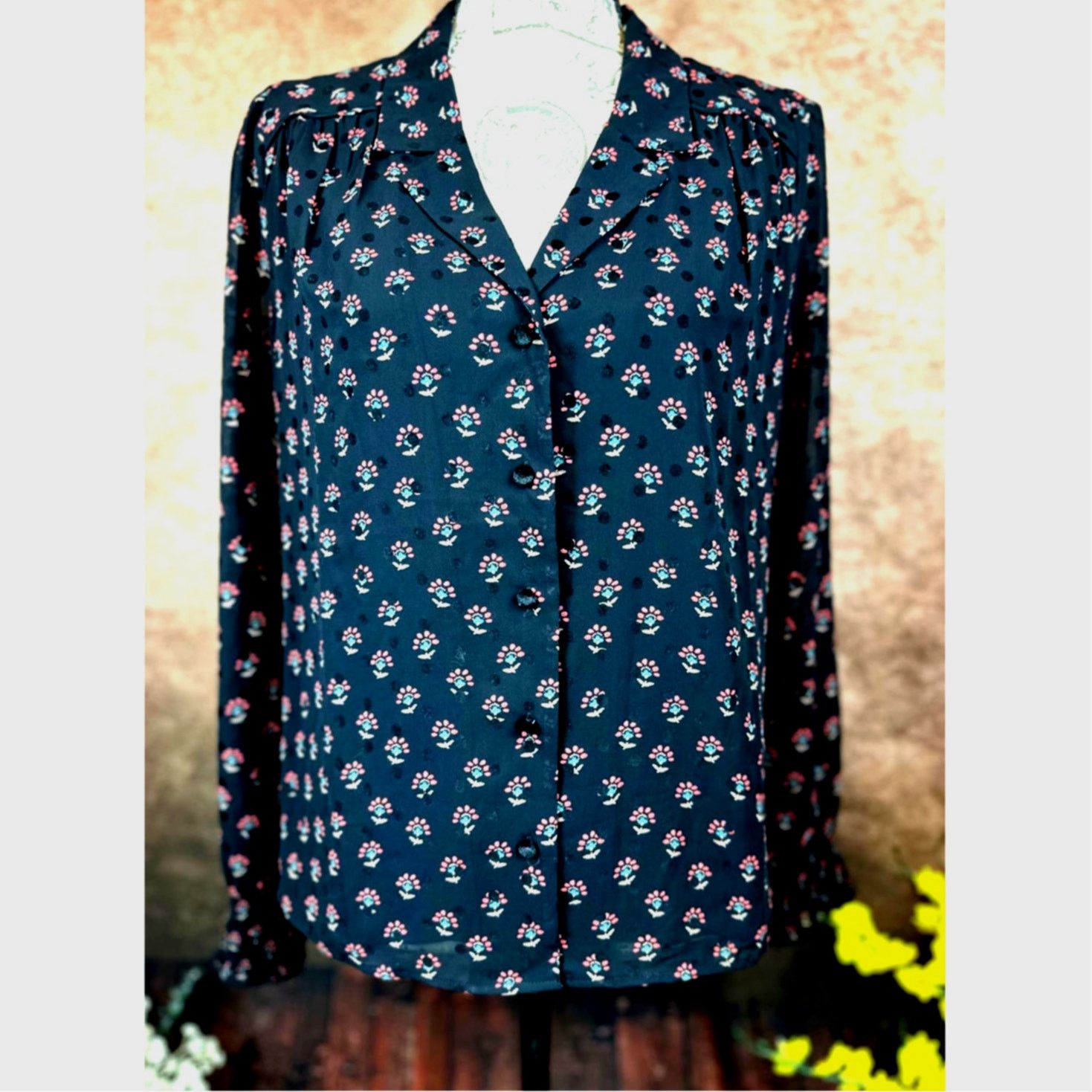 Other Les Serein Collared Long Sleeve Blouse Black Print size M Size M / US 6-8 / IT 42-44 - 2 Thumbnail