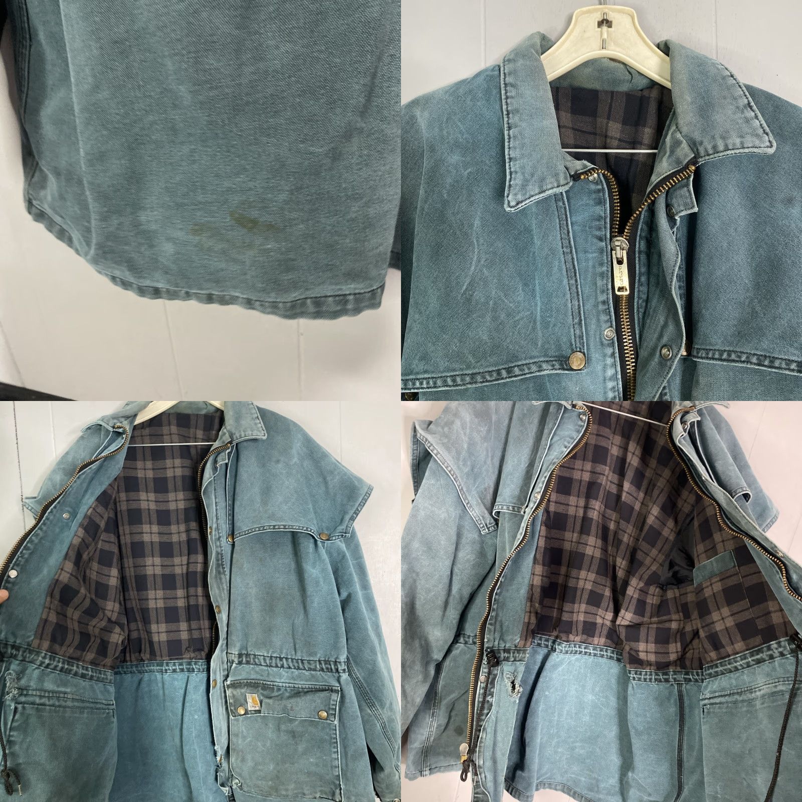 Carhartt VINTAGE Carhartt Chore Jacket Cape Duster 90s USA Green XL Regular Men Jacket Distress Blanket Lined CW043 Size US XL / EU 56 / 4 - 9 Thumbnail
