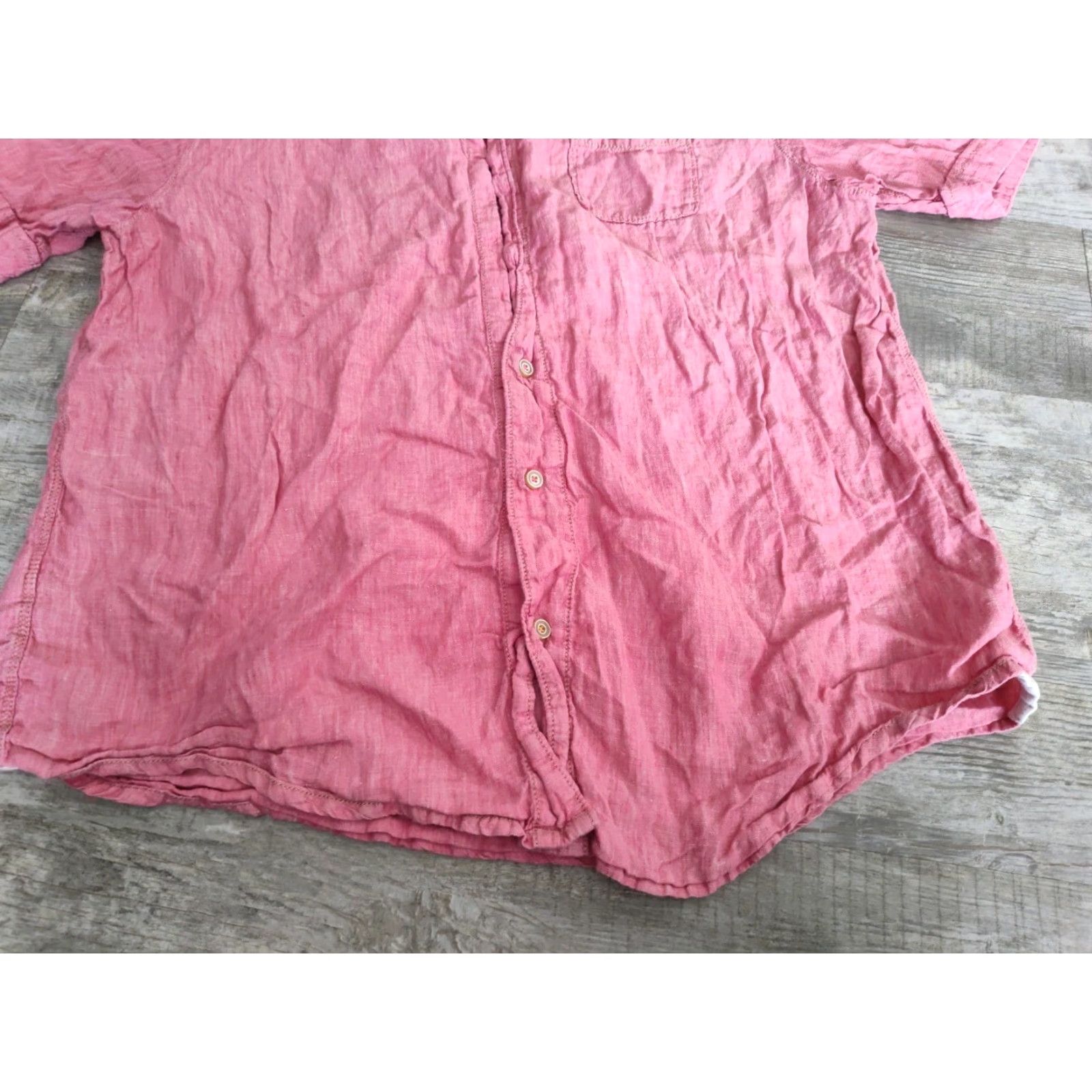 Tommy Bahama TOMMY BAHAMA Relax Shirt Mens XL Pink Linen Short Sleeve Button-Up Beach Casual Size US XL / EU 56 / 4 - 3 Thumbnail