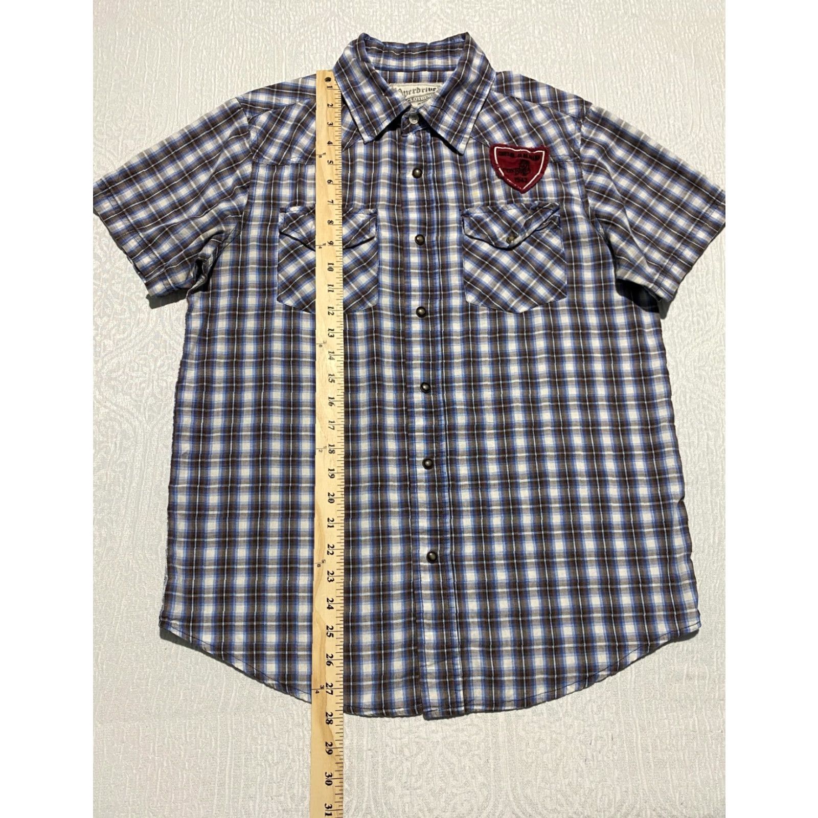 Vintage Overdrive Clothing Shirt Mens S Blue Plaid Pearl Snap Casual Western Cowboy Size US S / EU 44-46 / 1 - 5 Thumbnail
