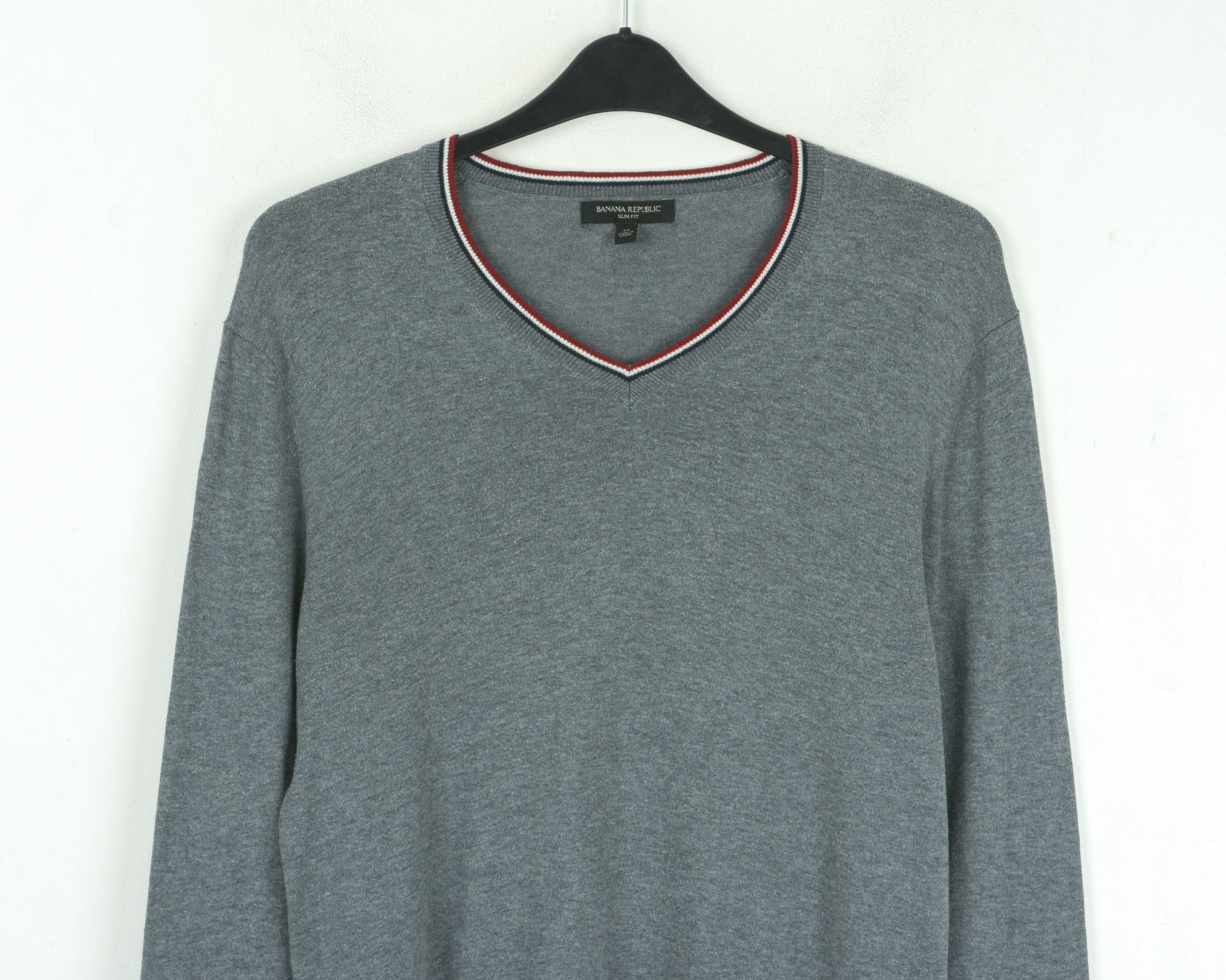 Banana Republic Slim Fit Knit M Sweater Grey Jumper Pullover Size US M / EU 48-50 / 2 - 4 Thumbnail