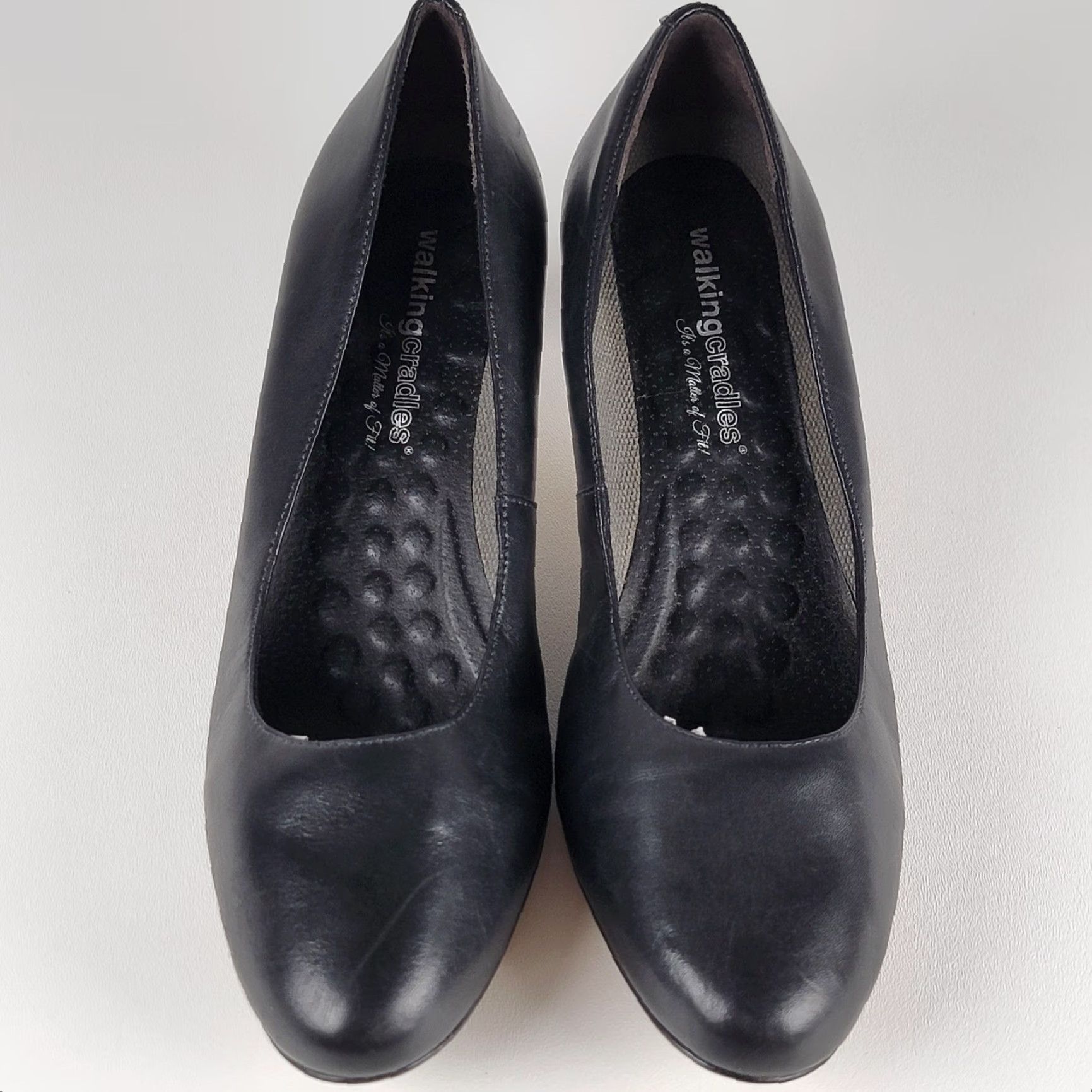 Vintage VINTAGE Walking Cradles Majorie Pumps Women's Black Leather Pump Kitten Heel 12 M Shoes Formal Size US 10 / IT 40 - 2 Thumbnail
