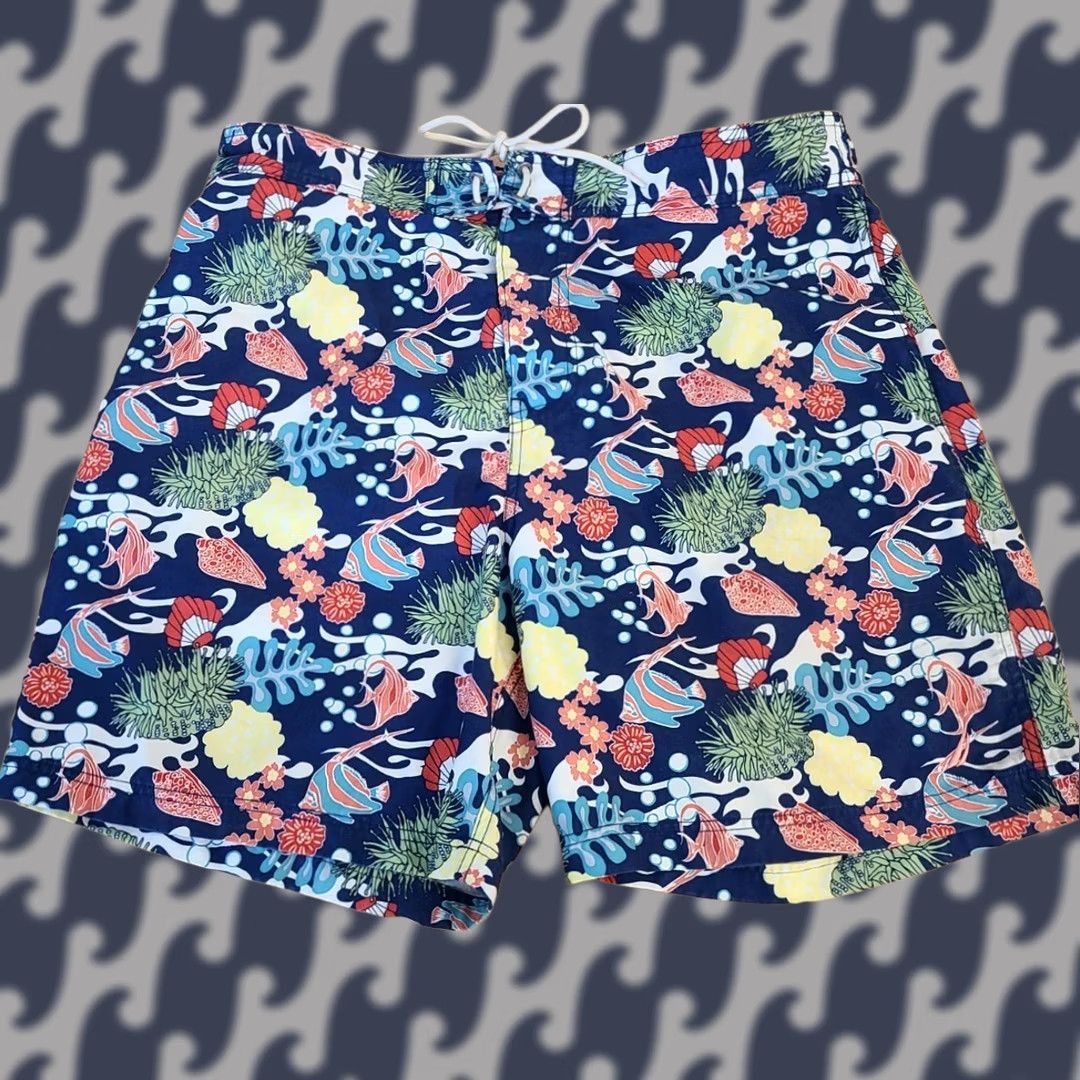 Nautica Nautica Shorts Mens L Blue Swim Trunks Men Size Swimming Coral Reef Fish Print Pockets Size US 33 - 1 Thumbnail