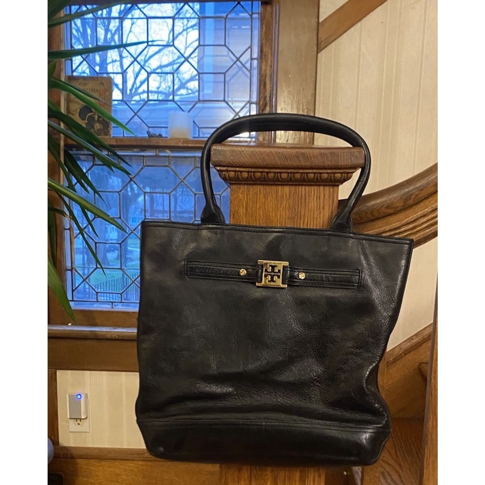 Tory Burch Tory Burch Pebbled Leather Tote Shoulder Handbag Black Bag Size ONE SIZE - 1 Thumbnail