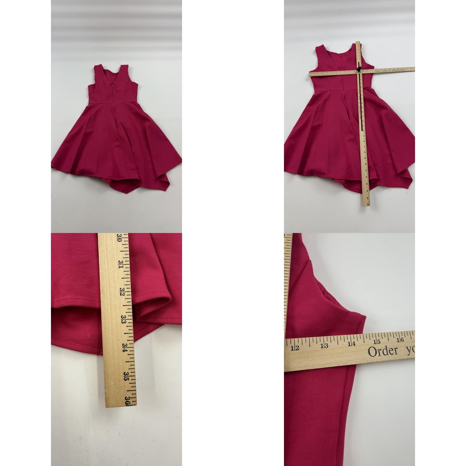 Vintage Adelyn Rae Dress Womens Small Magenta Pink Fit & Flare Skater High Low Pleated Size S / US 4 / IT 40 - 8 Thumbnail