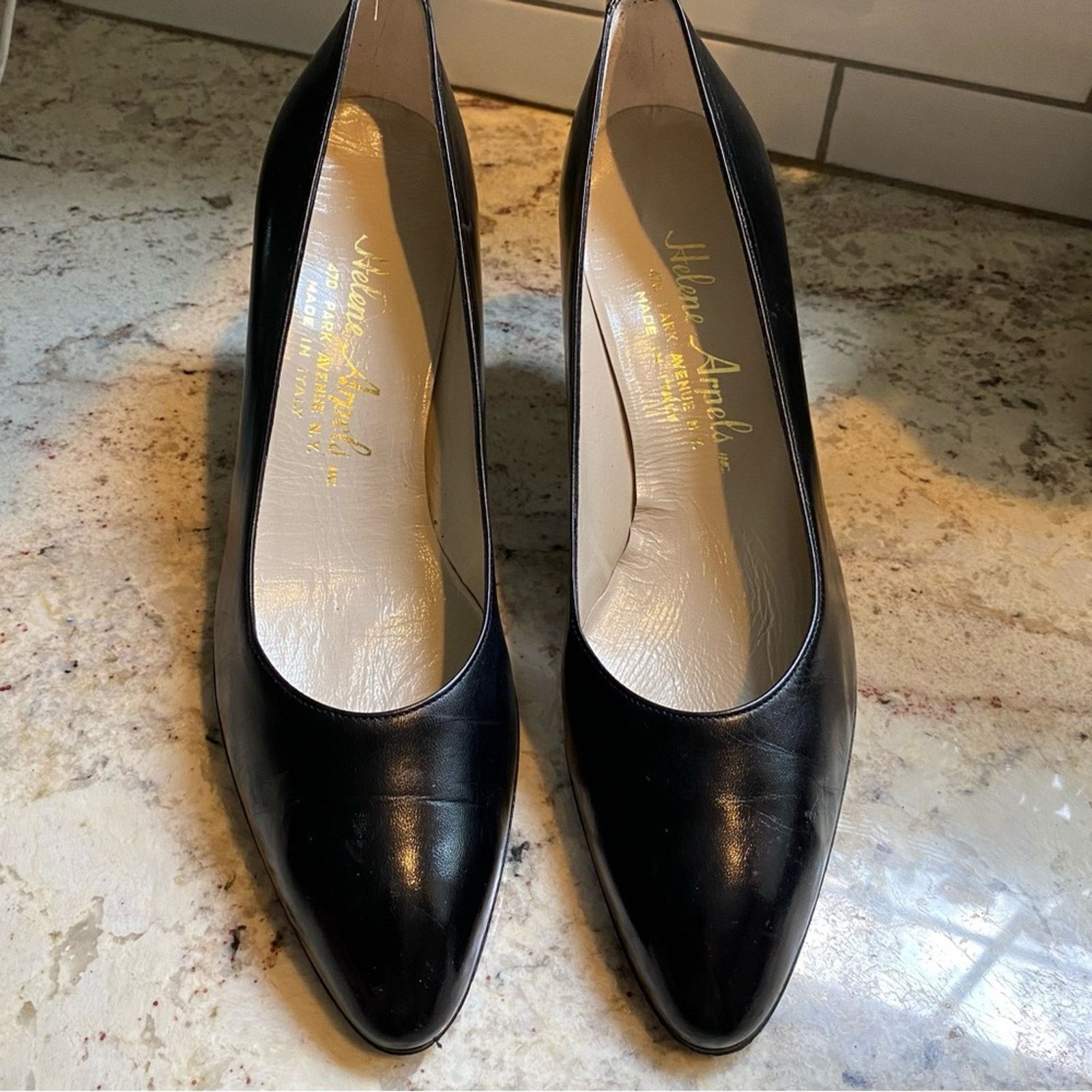 Helene Arpels Park Avenue Black Leather Pumps Italy 9.5 AA