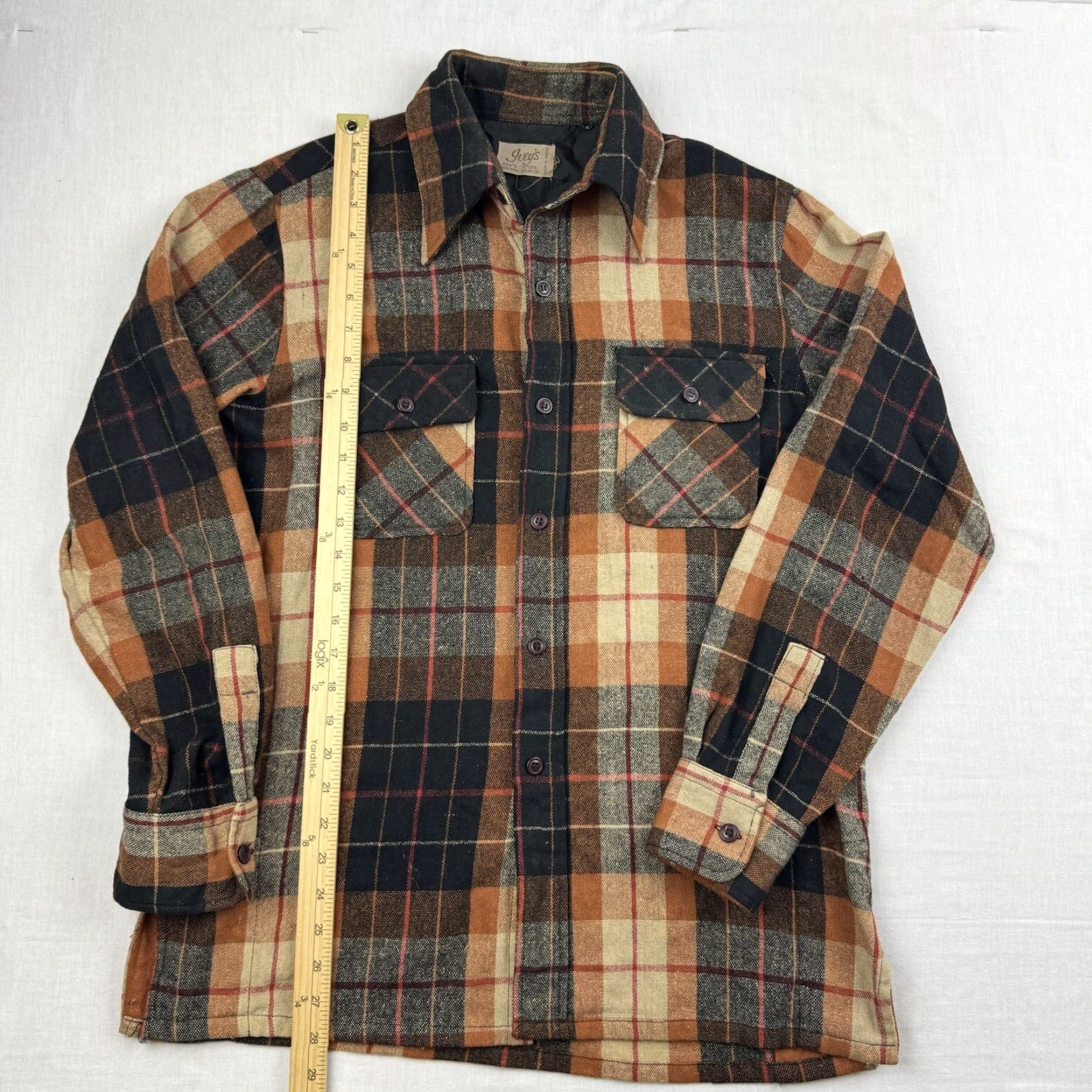 Vintage VINTAGE Joeys Mens Store Button-Up Shirt Adult Medium Orange Plaid Wool Flannel 70s Mens Size US M / EU 48-50 / 2 - 5 Thumbnail