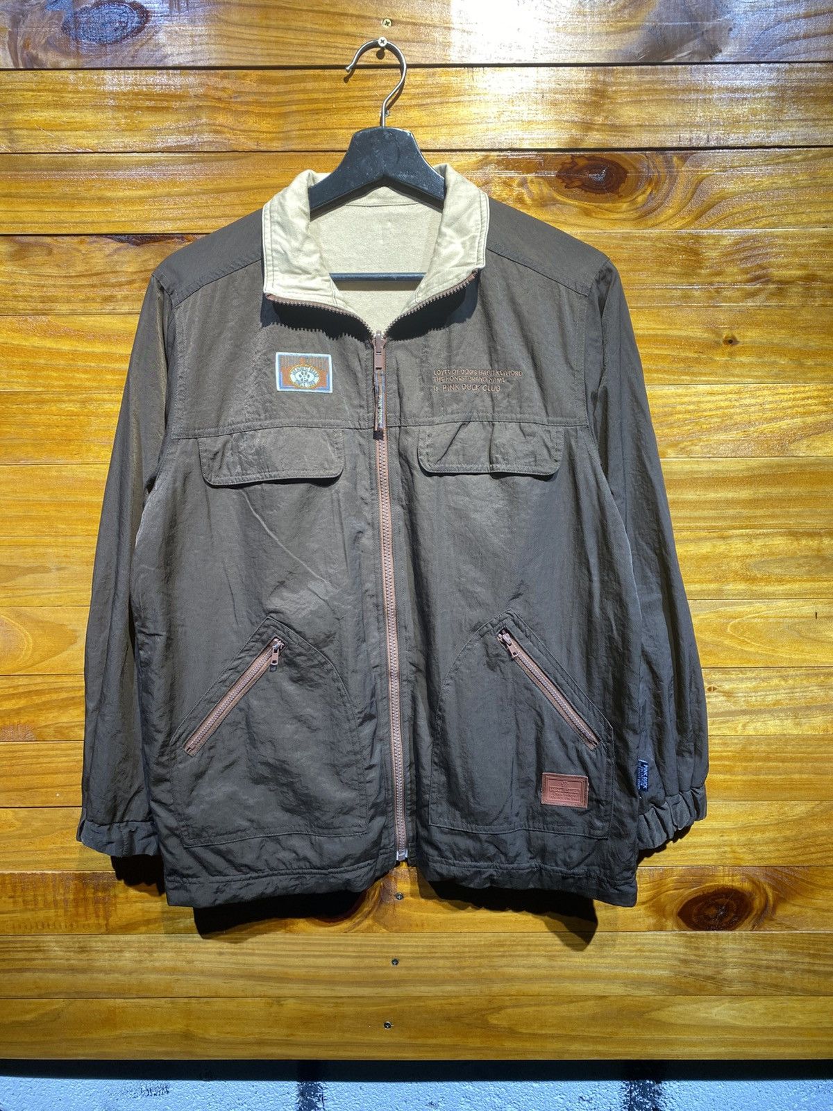 Japanese Brand Vintage Pink Duck Club Brown Windbreaker Jacket Outdoor Size US S / EU 44-46 / 1 - 1 Thumbnail