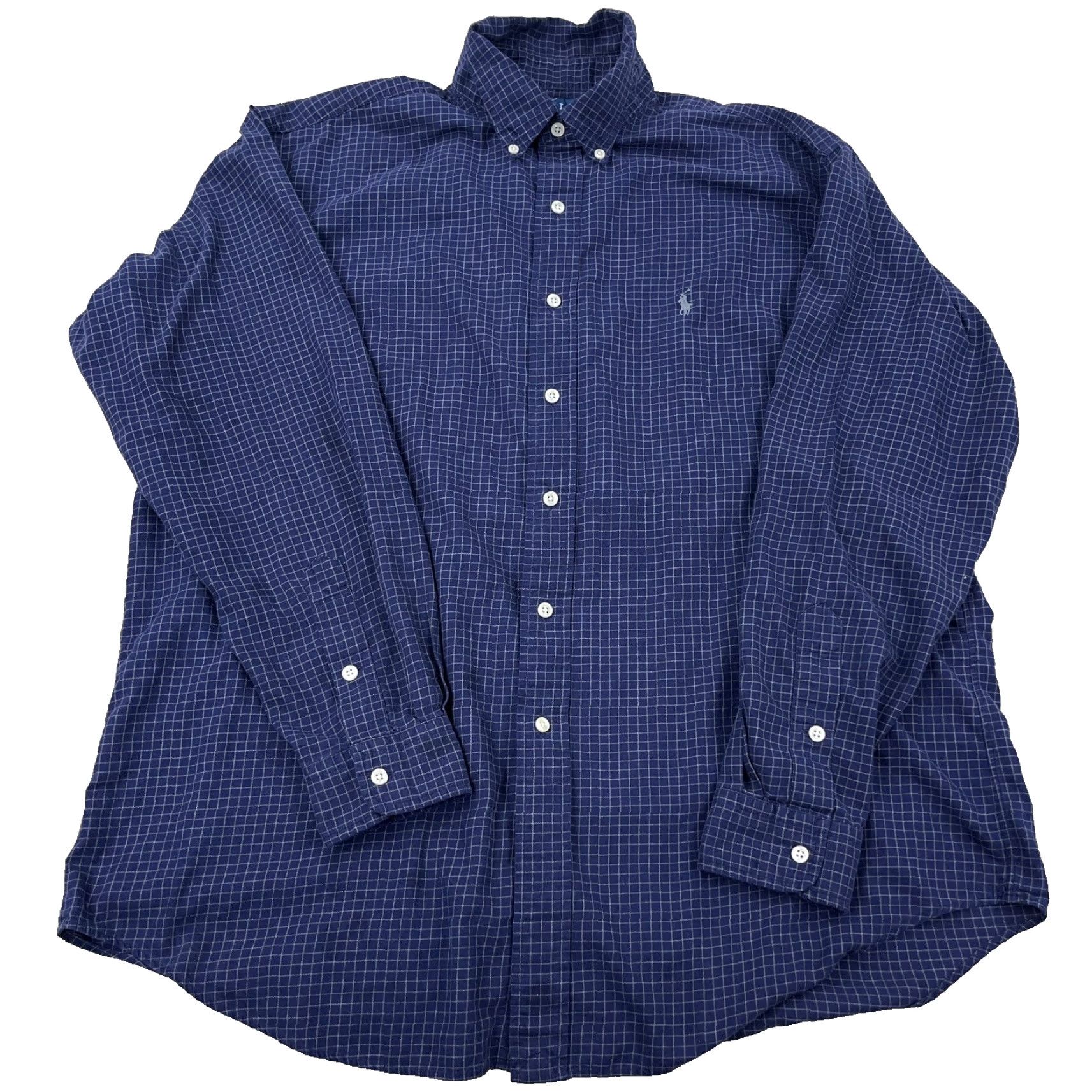 Ralph Lauren Ralph Lauren Button-Up Shirt Men Large Blue Plaid Flannel BLAKE Regular Fit Size 42R - 2 Thumbnail