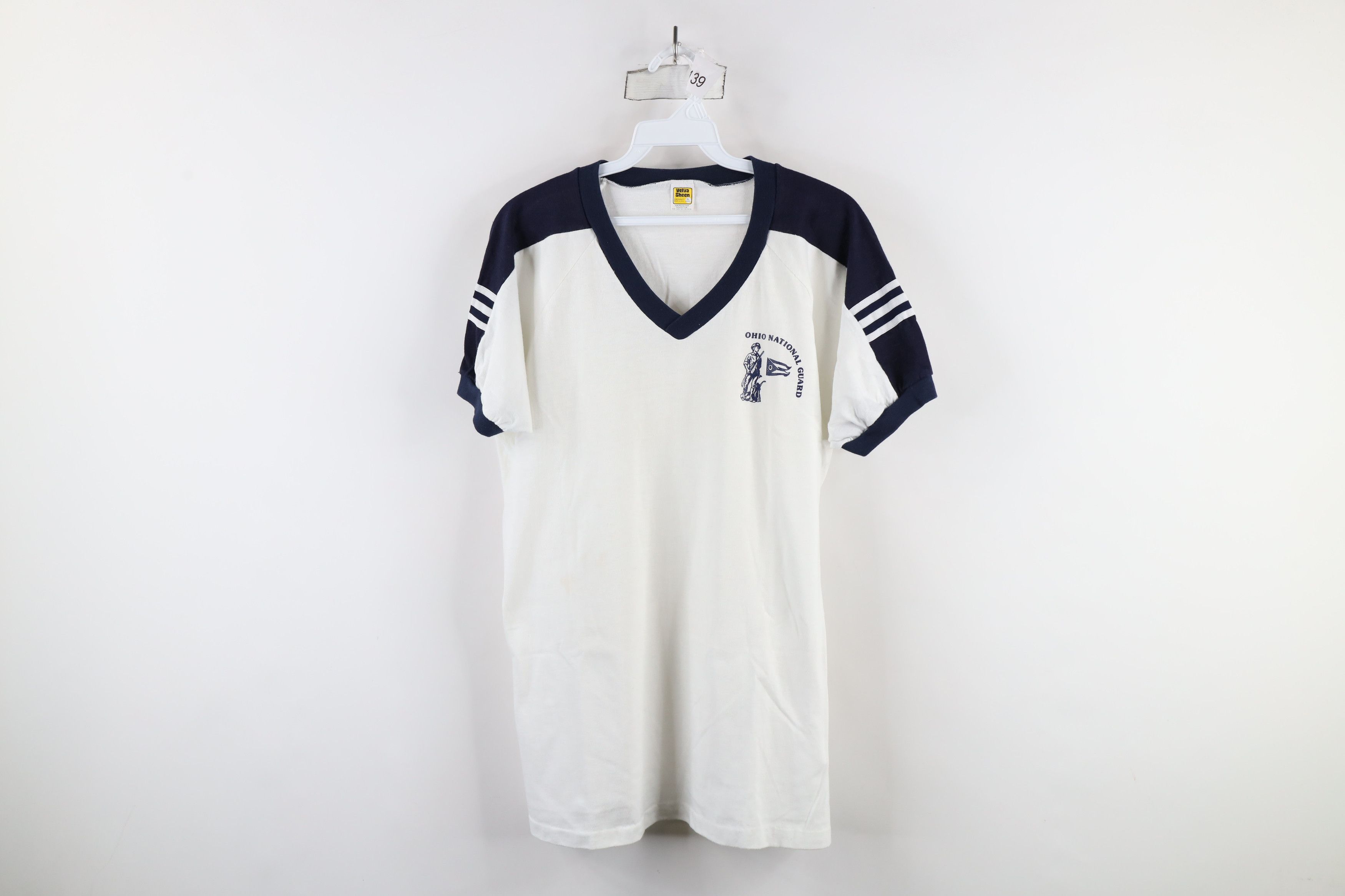 Vintage Vintage 70s 80s Ohio National Guard Ringer T-Shirt White USA Size US XL / EU 56 / 4 - 1 Thumbnail