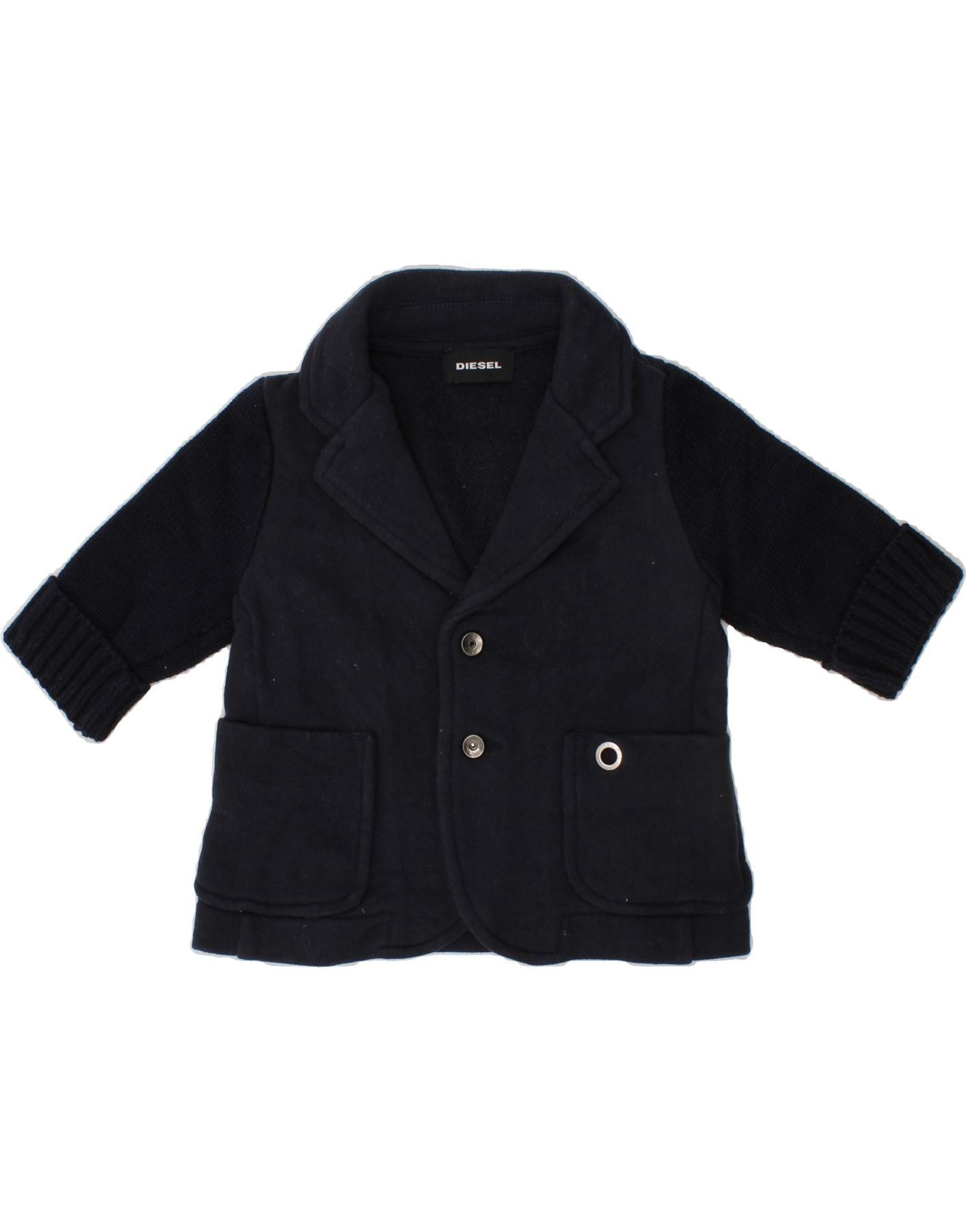 Diesel Baby Boys 2 Button Knit Blazer Jacket 6-9 Months Navy Blue C Size XS / US 0-2 / IT 36-38 - 1 Thumbnail